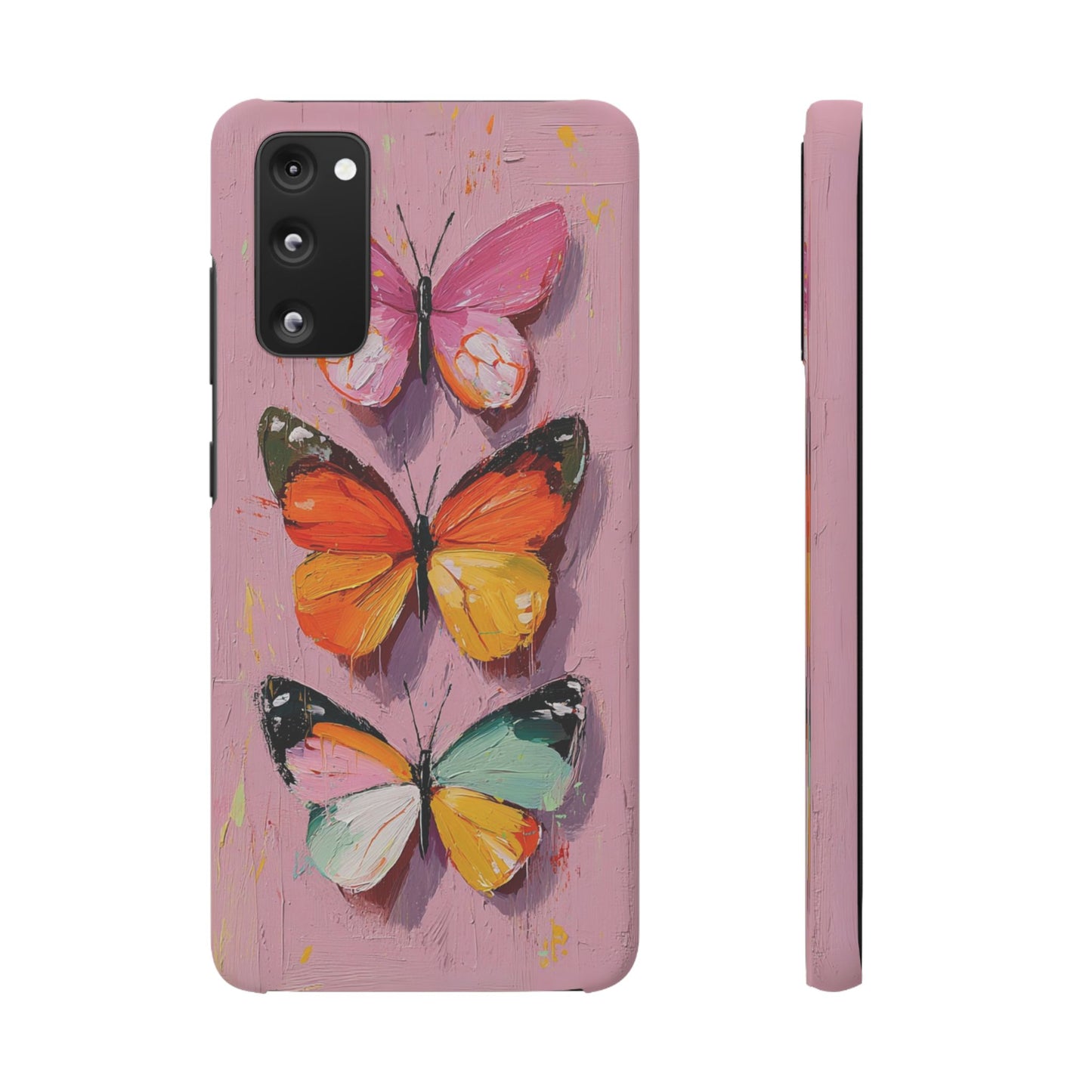 Pink Butterfly Snap Case Cover For iPhone and Samsung