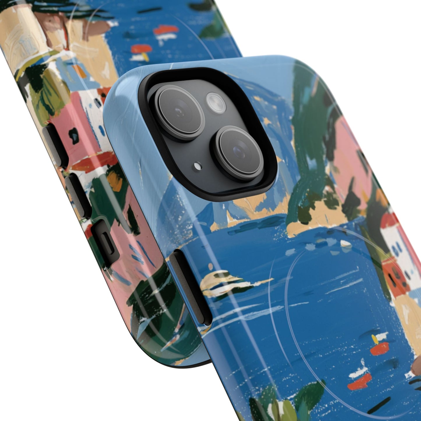 Mediterranean Seaside Phone Case — Painterly Lemon Coast Tough Magnetic Case