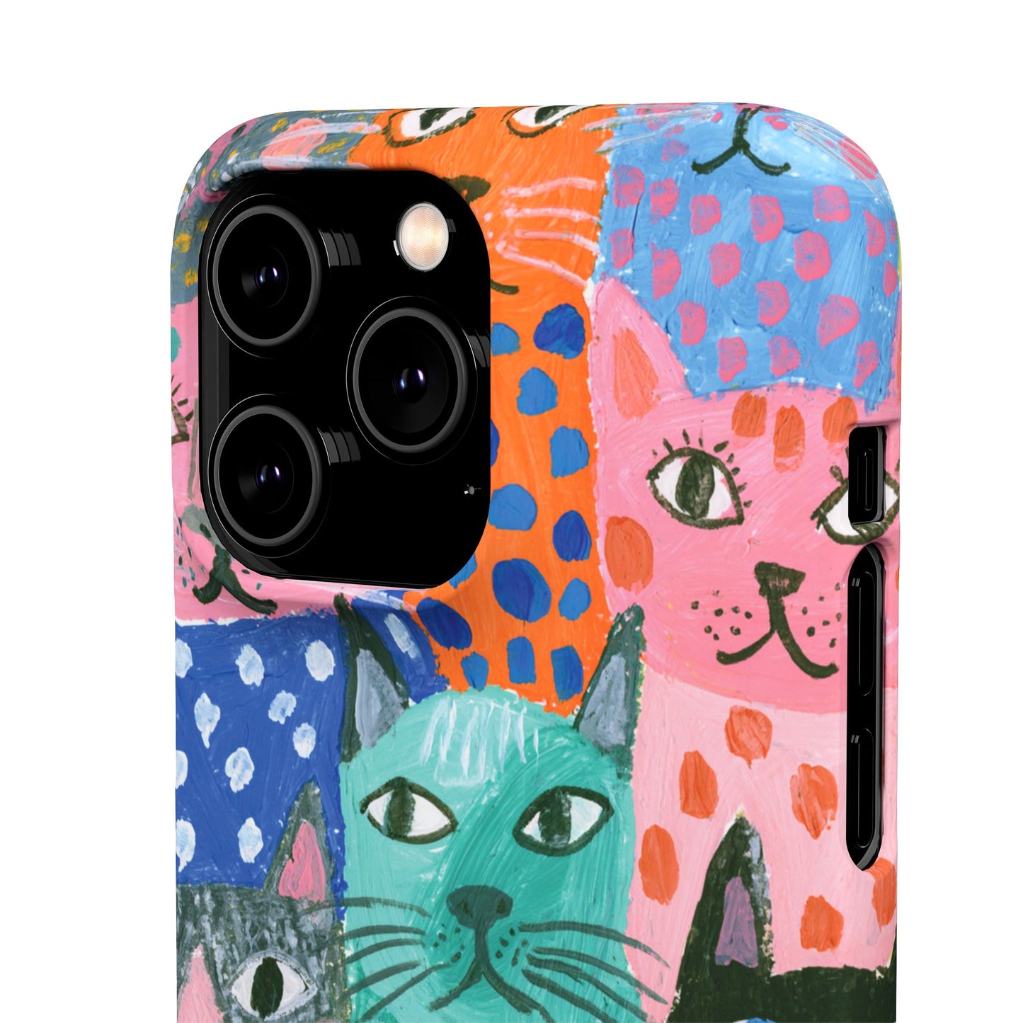 Colorful Cat Pattern Phone Case – Cute Multicolor Kitty Snap Case