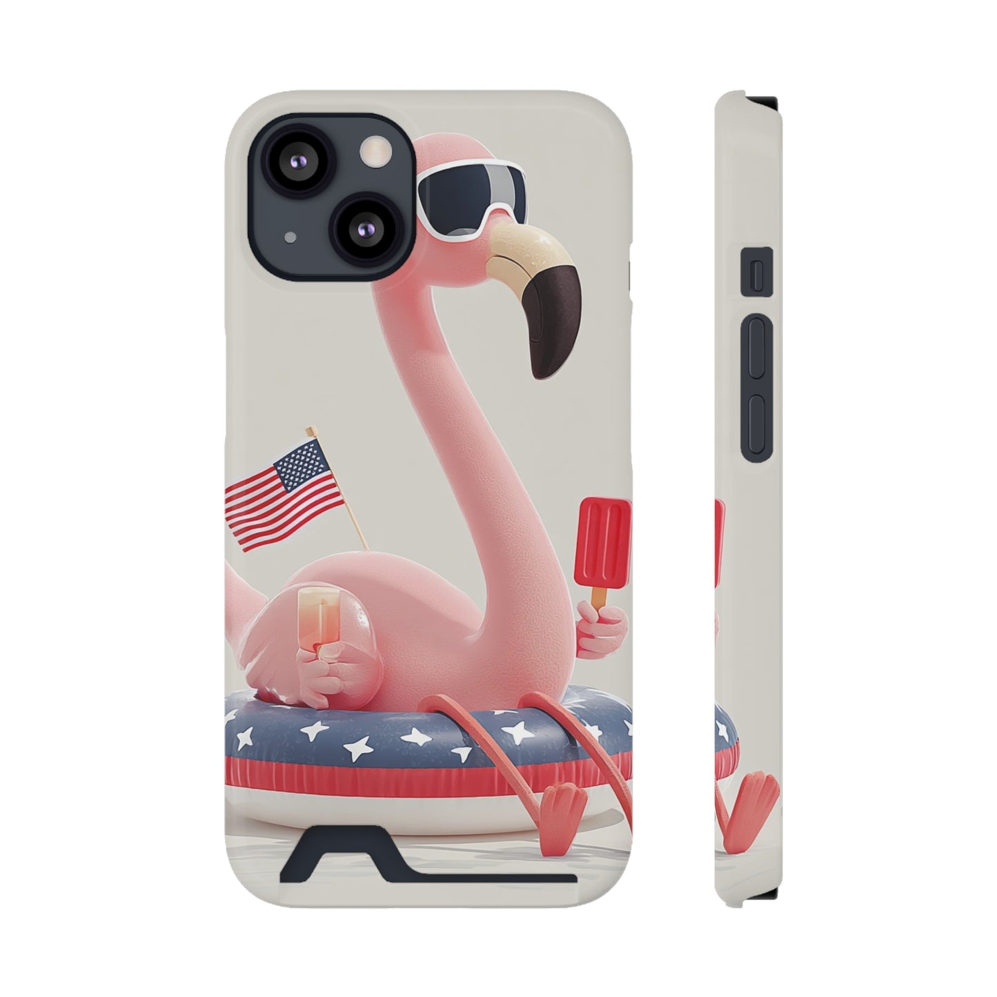 Summer Vibes Phone Case with Card Holder, Cute Flamingo Design, Tropical Cell Phone Accessory, Beach Lover Gift, Fun Summer Accessory, [...]