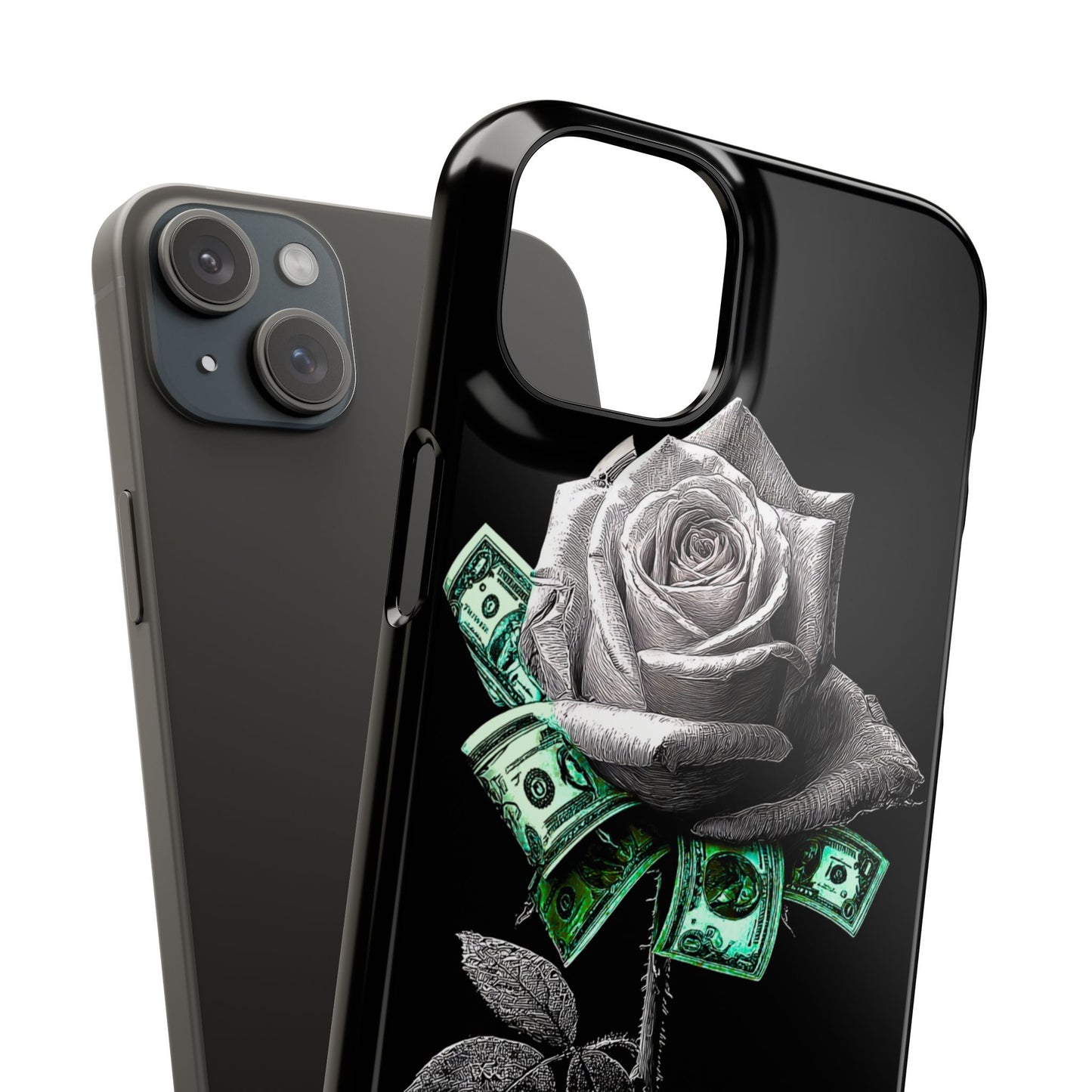 Stylish Rose & Money Snap Case - Floral Phone Protection, Trendy Gift for Him/Her, Birthday Present, Accessories for Teens