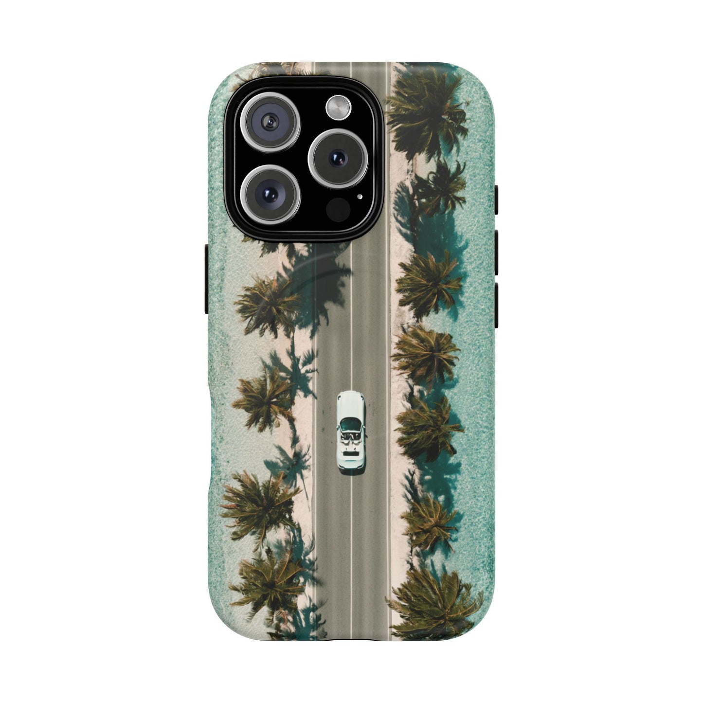 Palm Road Tough Magnetic Phone Case — Coastal Aerial Car Design