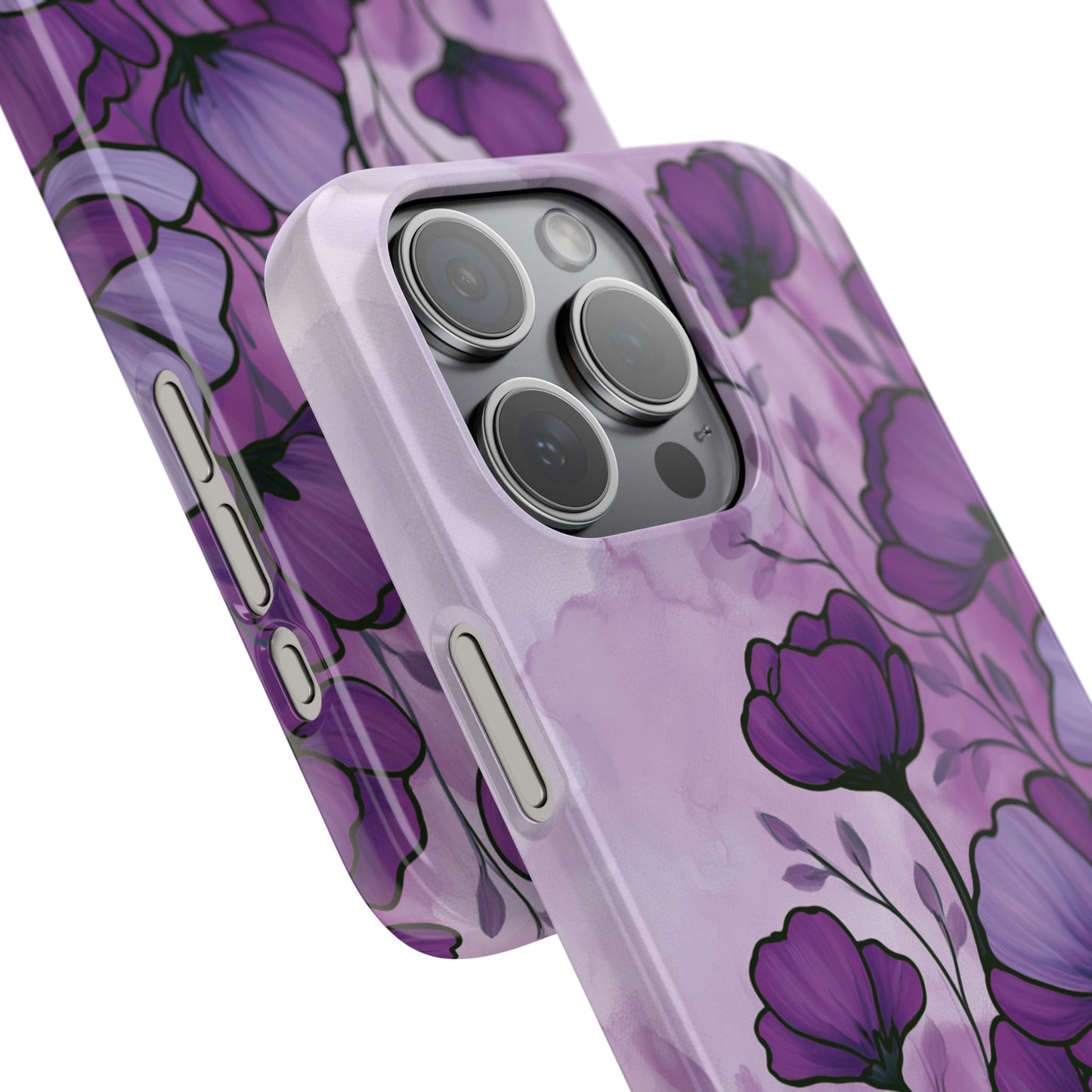 Purple Floral Phone Case – Violet Watercolor Poppy Snap Case