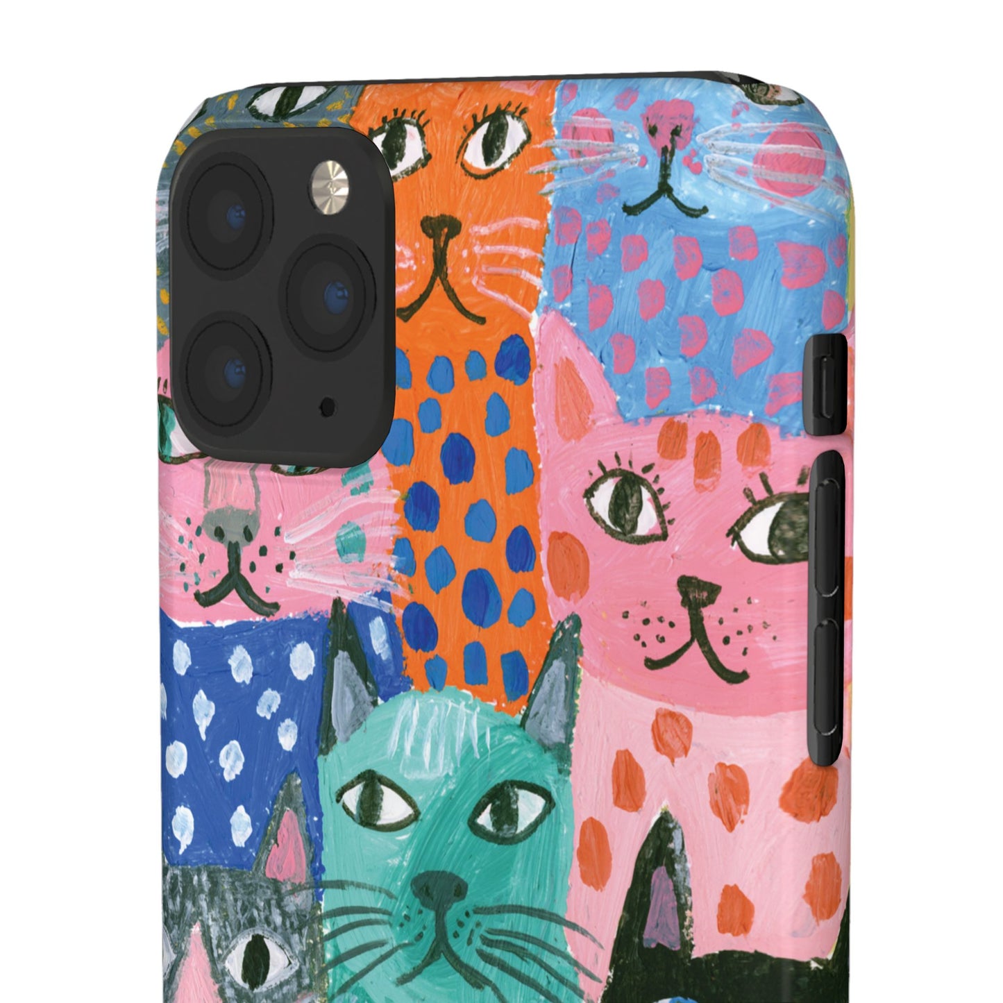 Colorful Cat Pattern Phone Case – Cute Multicolor Kitty Snap Case
