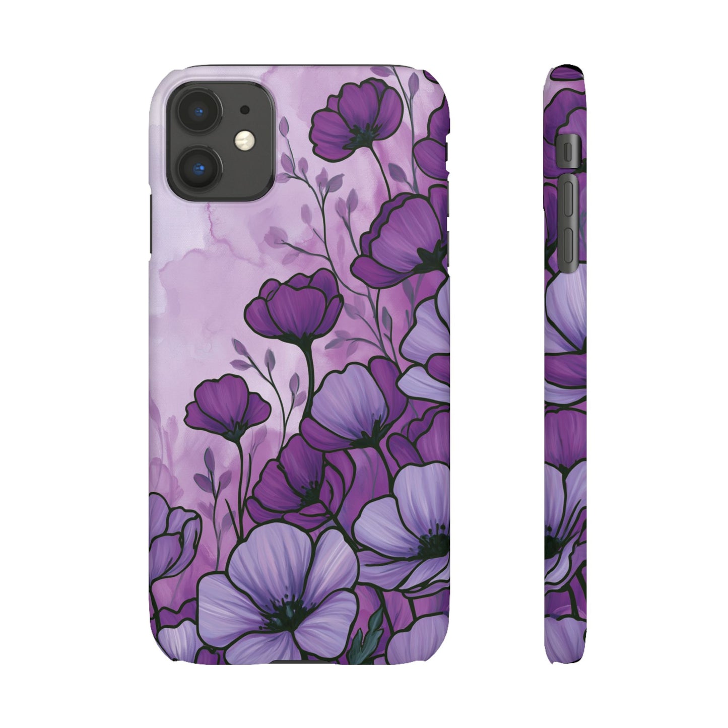 Purple Floral Phone Case – Violet Watercolor Poppy Snap Case