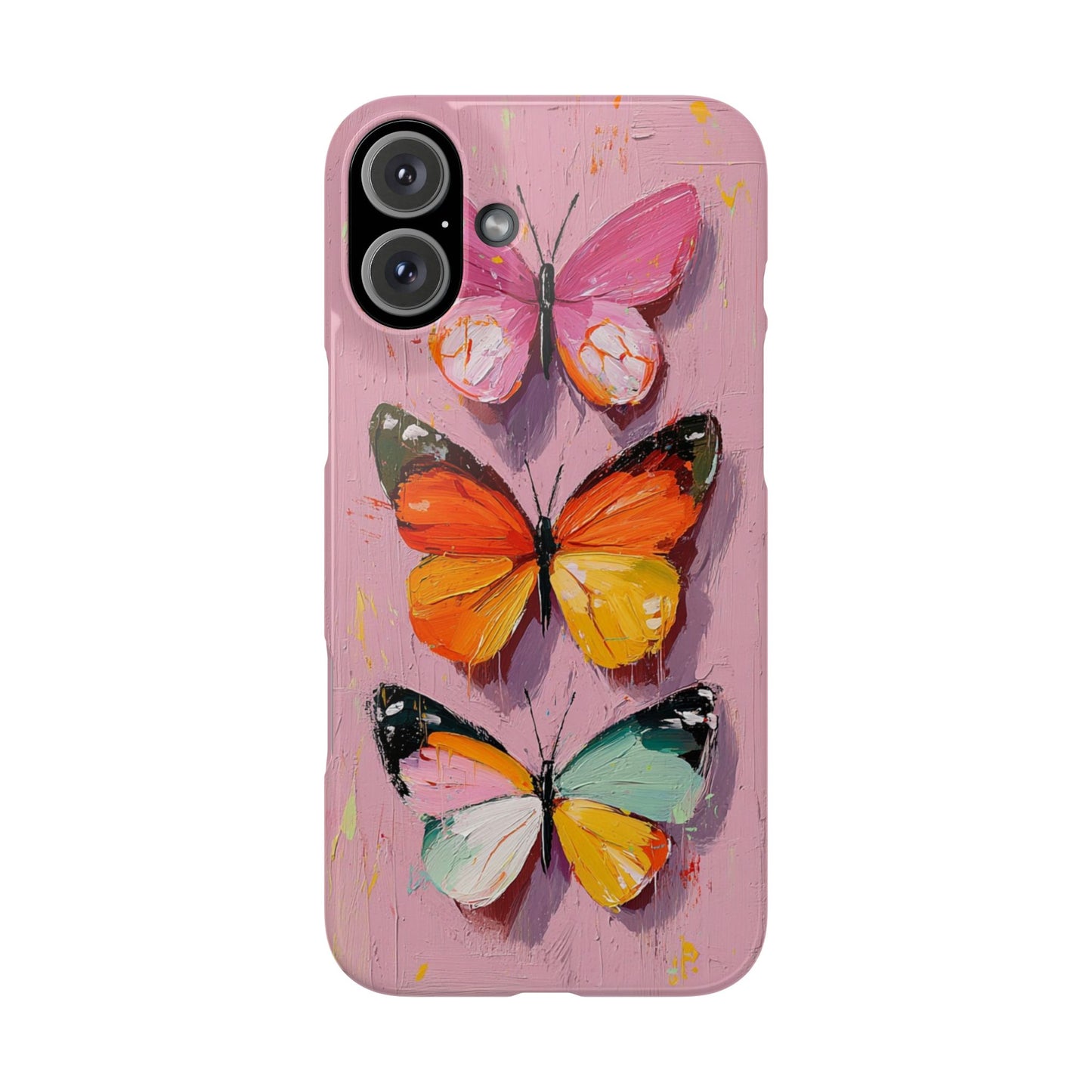 Pink Butterfly Snap Case Cover For iPhone and Samsung