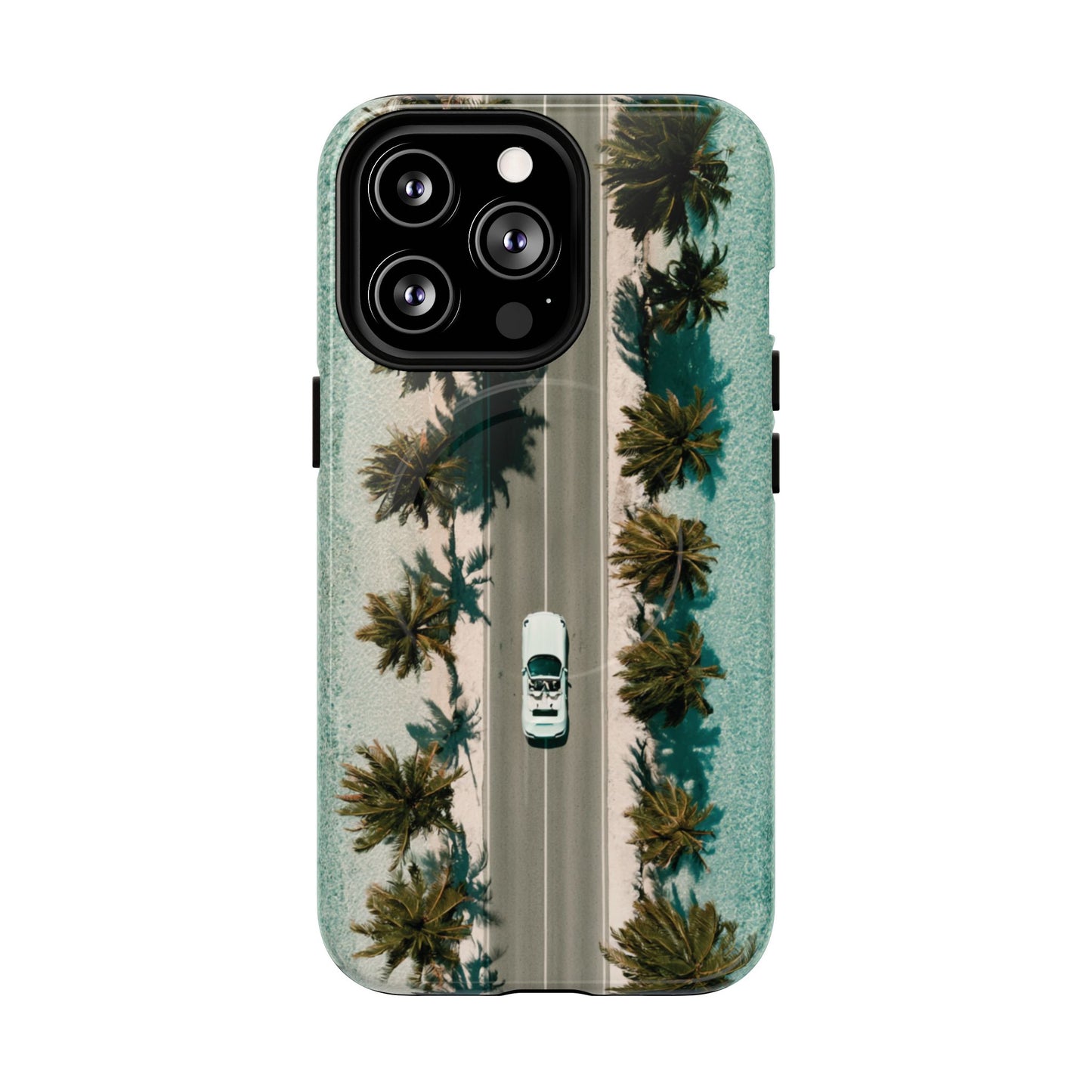 Palm Road Tough Magnetic Phone Case — Coastal Aerial Car Design