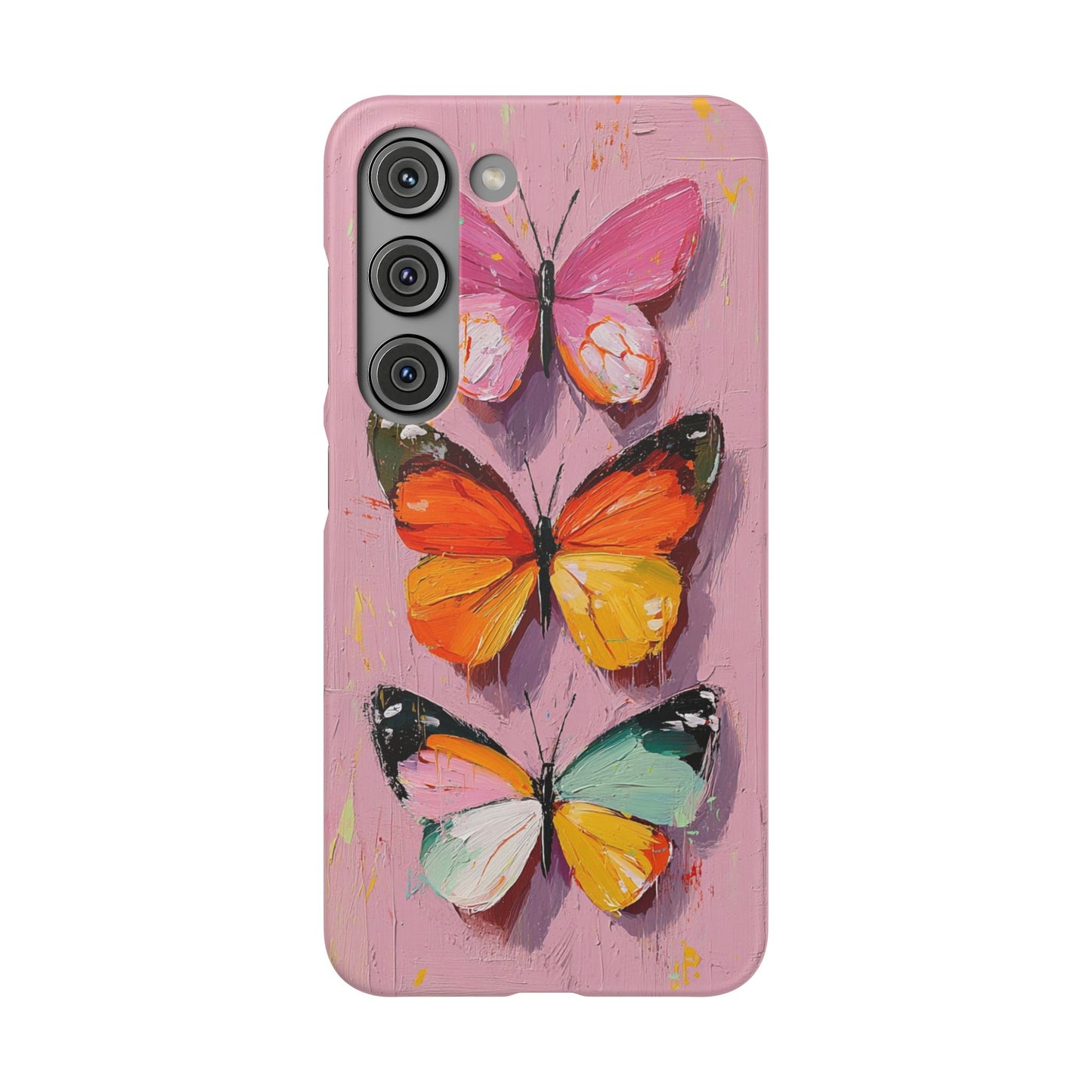 Pink Butterfly Snap Case Cover For iPhone and Samsung