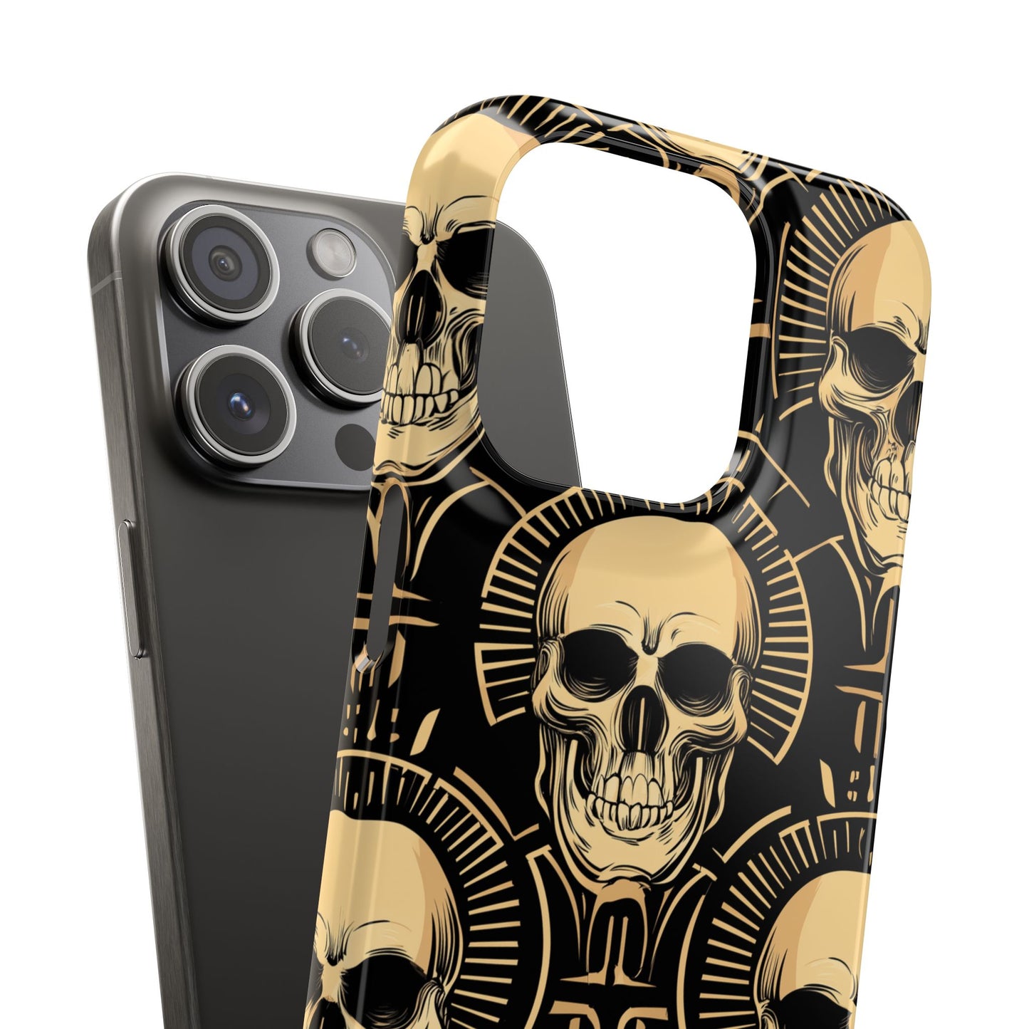 Skull Print Snap Case, Edgy Phone Cover for Goth Lovers, Protective Shell for Halloween, Unique Gift for Him or Her