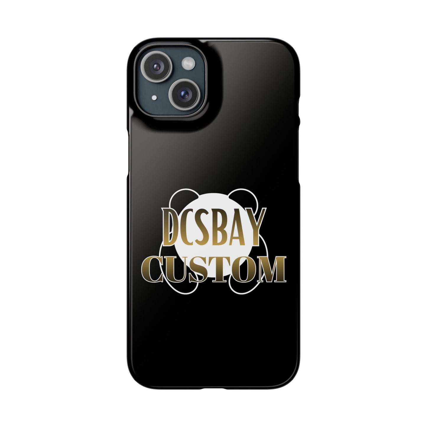 Phone Case — Glossy Black Custom "DCSBAY CUSTOM" Logo Snap Case