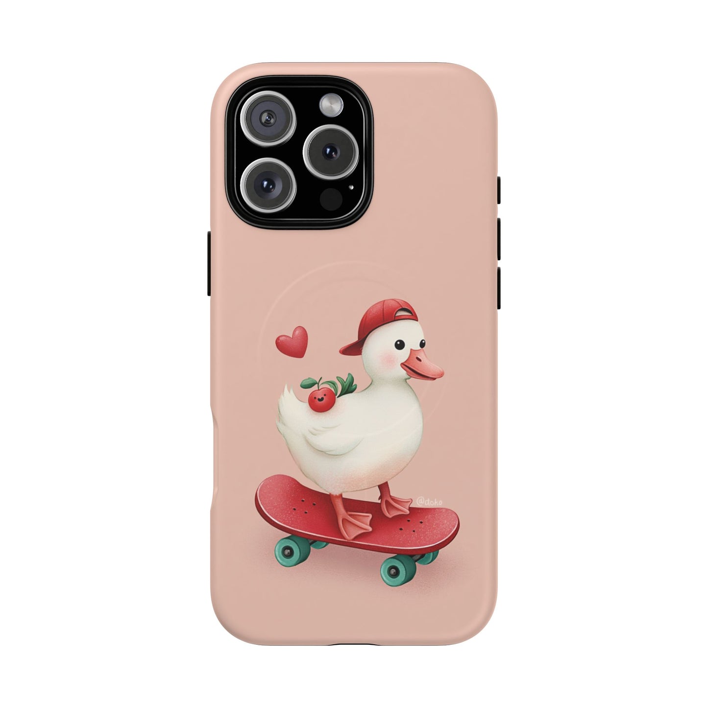 Duck Skateboard Magnetic Phone Case — Cute Pink Protective iPhone Cover