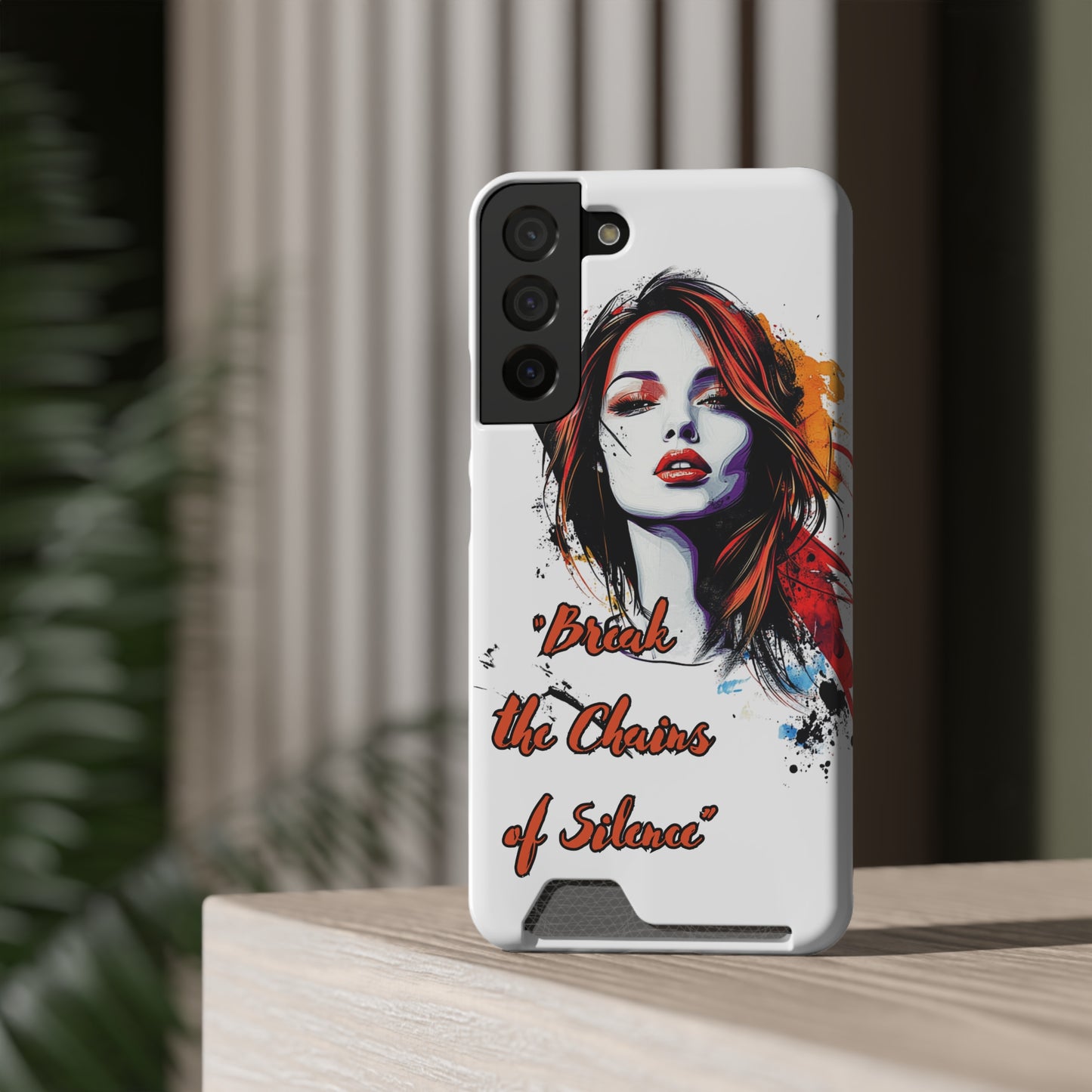 Artistic Phone Case With Card Holder for Empowerment | Break the Chains of Silence, Trendy Gift for Friends, Unique Phone Accessories, [...]