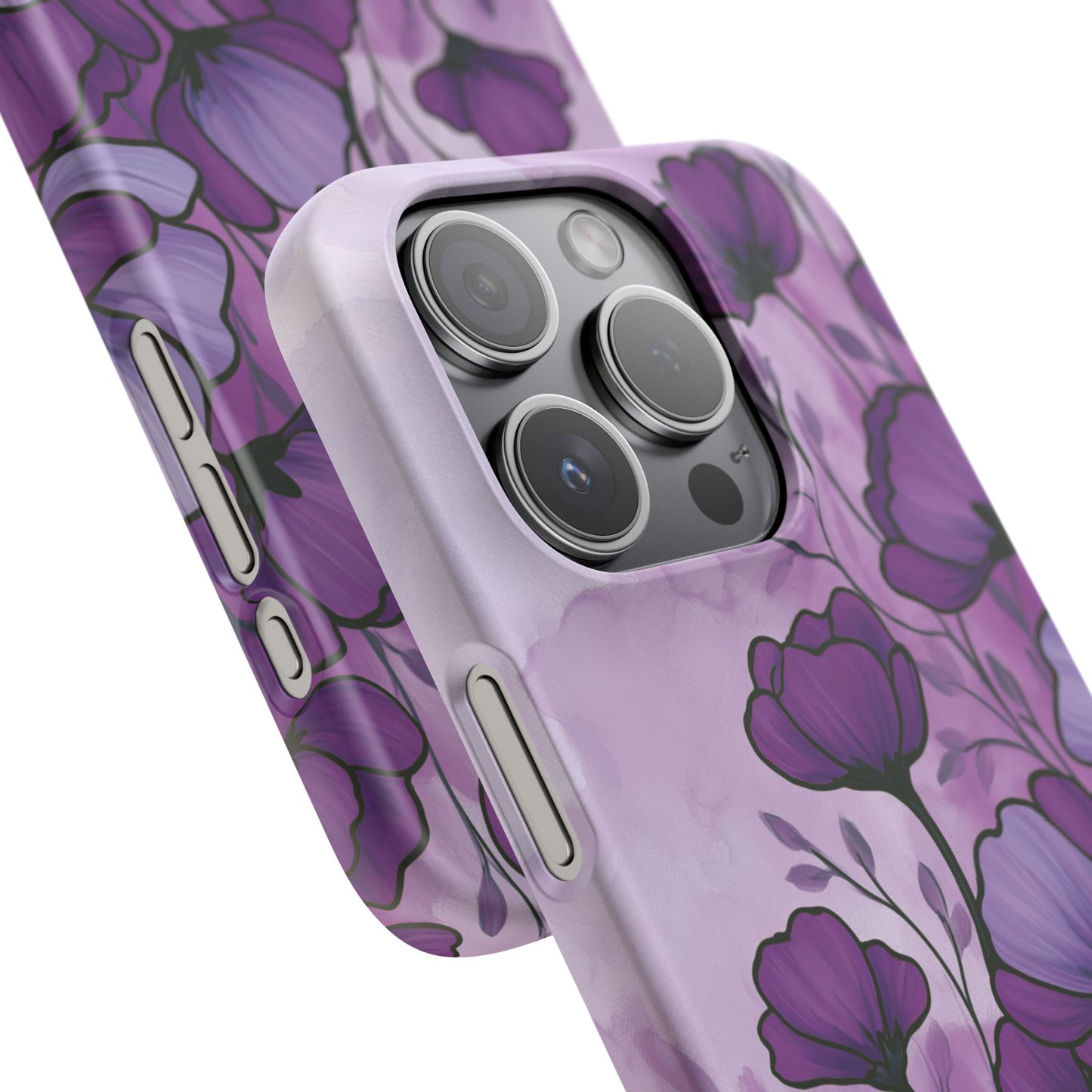 Purple Floral Phone Case – Violet Watercolor Poppy Snap Case