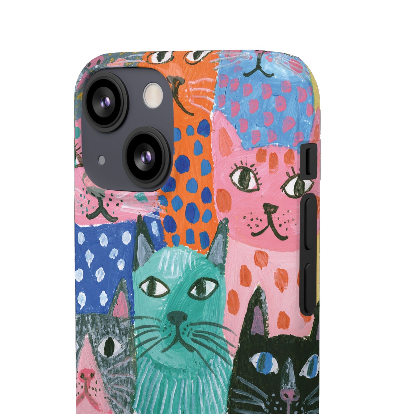 Colorful Cat Pattern Phone Case – Cute Multicolor Kitty Snap Case