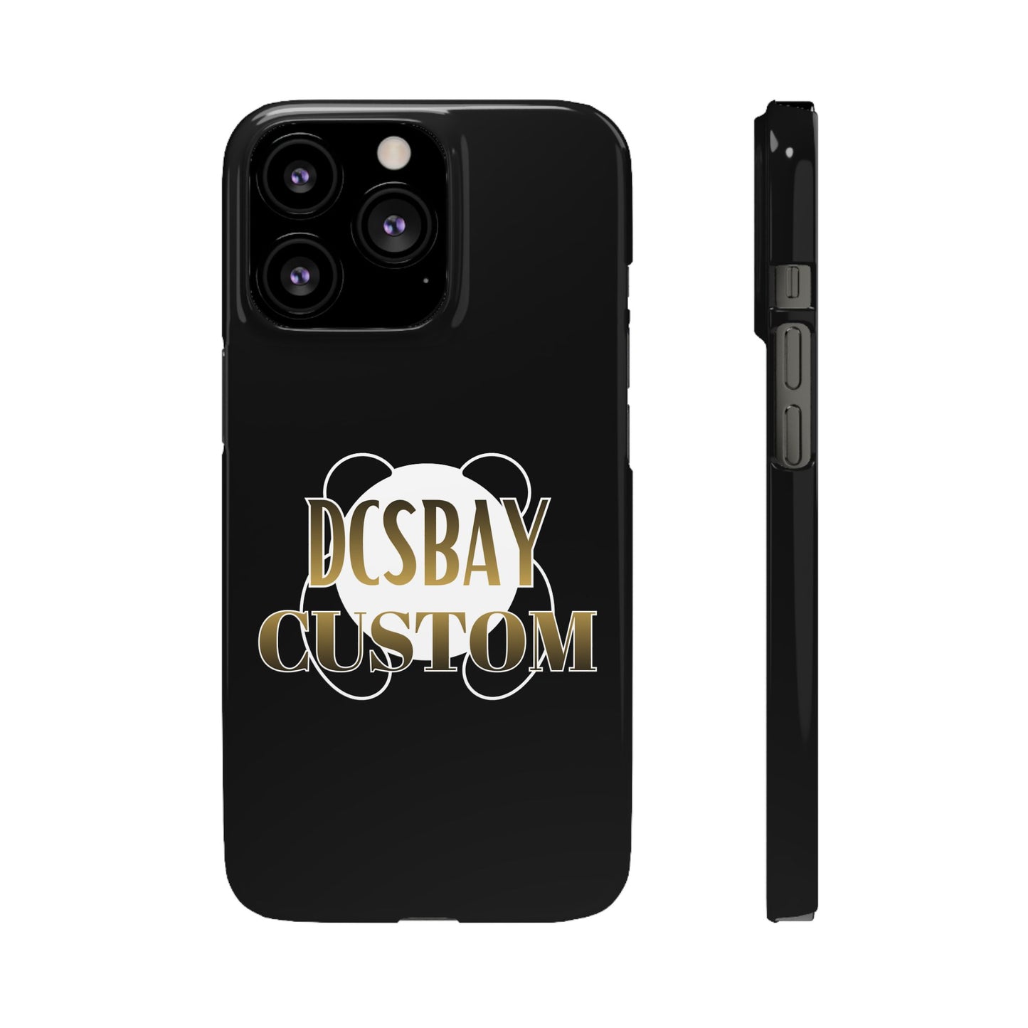 Phone Case — Glossy Black Custom "DCSBAY CUSTOM" Logo Snap Case