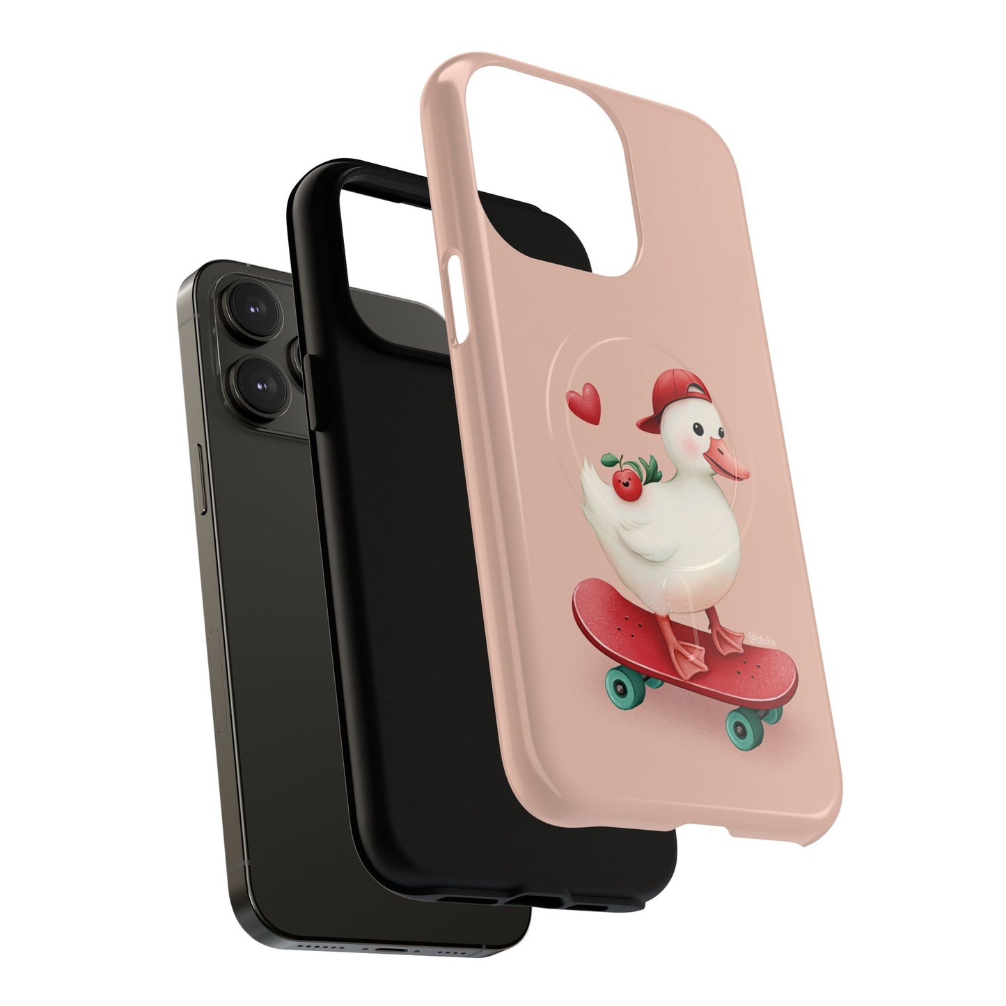 Duck Skateboard Magnetic Phone Case — Cute Pink Protective iPhone Cover