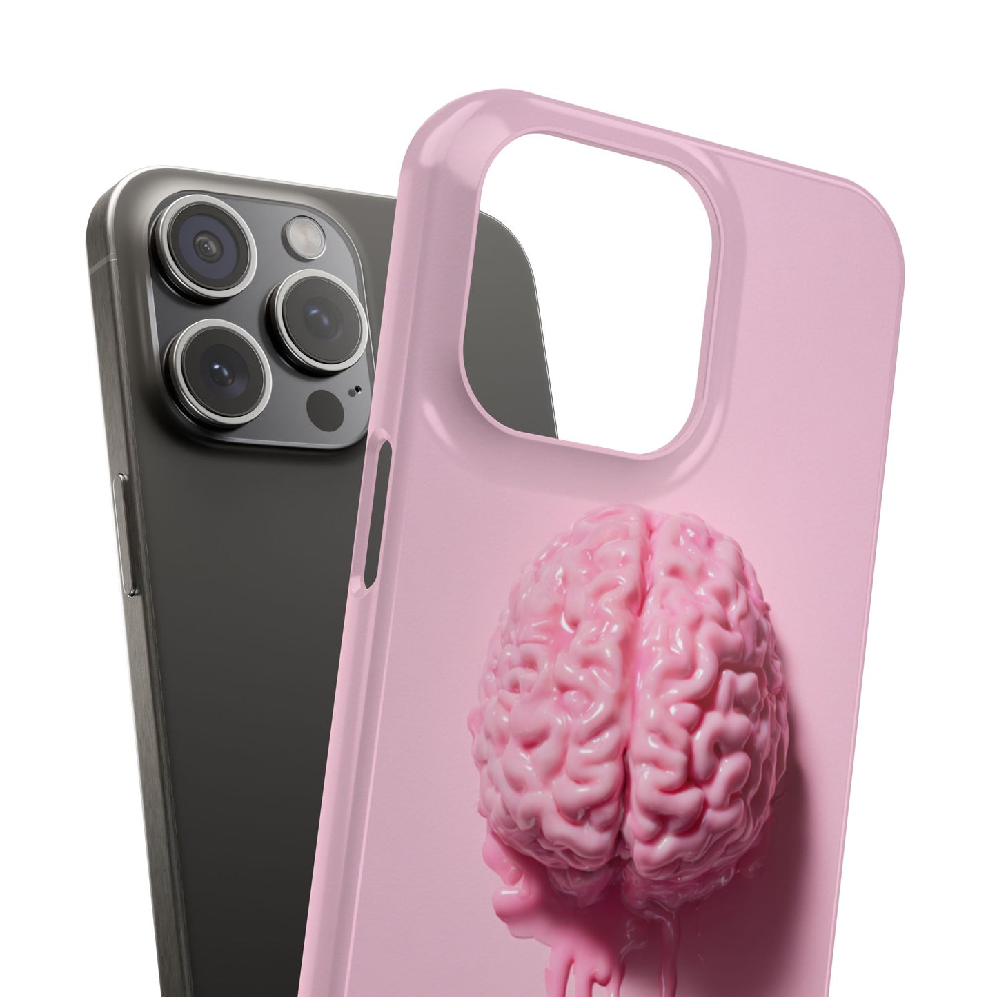Slim Cases, Brain Design Phone Case With Card Holder, Cute Tech Accessory, Unique Gift for Students, Stylish Phone Protection, Valentine's