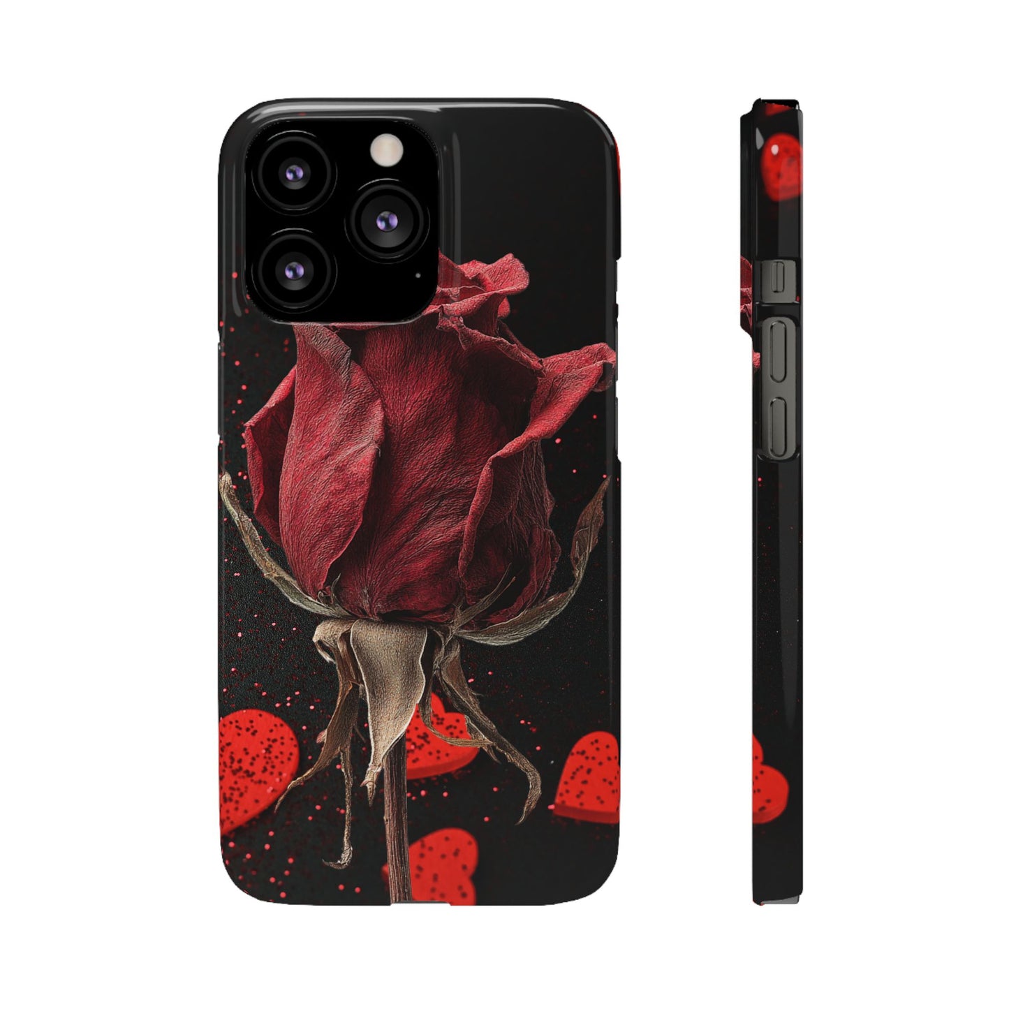 Romantic Rose Snap Case, Floral Phone Cover, Valentines Day Gift, Trendy Mobile Accessory, Heart Design Case, Elegant Phone Protector