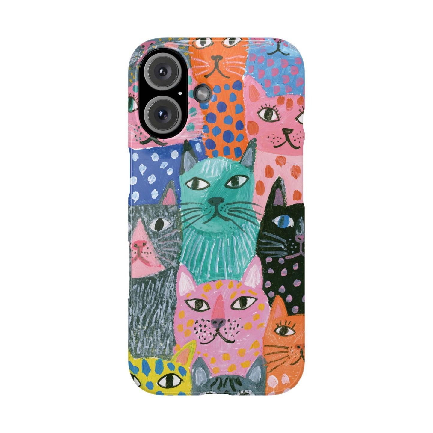Colorful Cat Pattern Phone Case – Cute Multicolor Kitty Snap Case