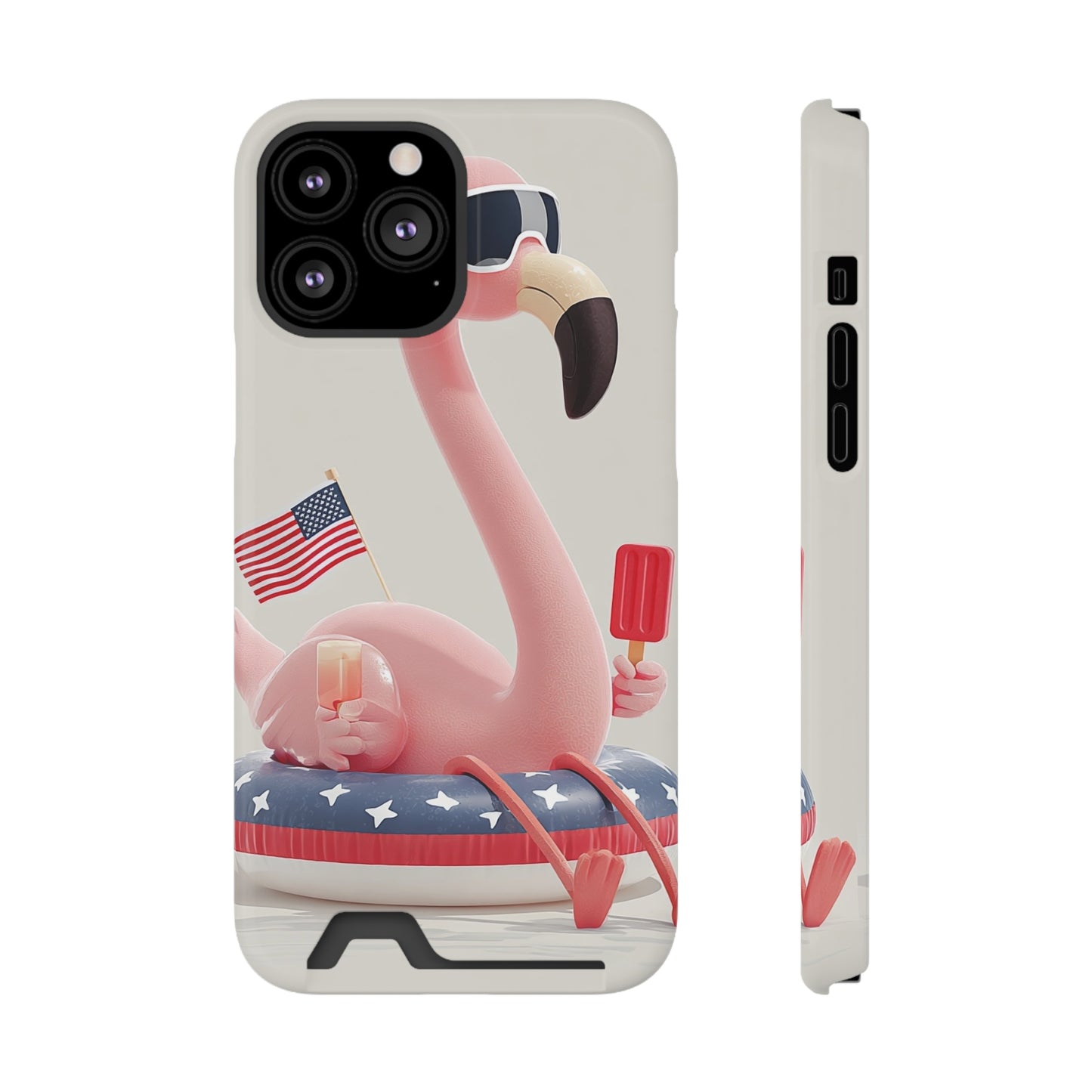 Summer Vibes Phone Case with Card Holder, Cute Flamingo Design, Tropical Cell Phone Accessory, Beach Lover Gift, Fun Summer Accessory, [...]