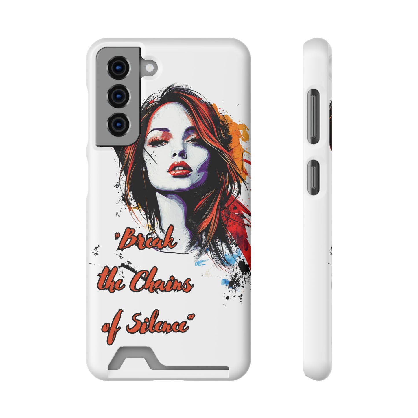 Artistic Phone Case With Card Holder for Empowerment | Break the Chains of Silence, Trendy Gift for Friends, Unique Phone Accessories, [...]