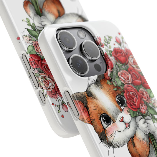 Cute Cat Snap Case with Floral Design, Pet Lovers Gift, Phone Protector for Valentine's Day, Cute Kitty Case, Animal Art Cover