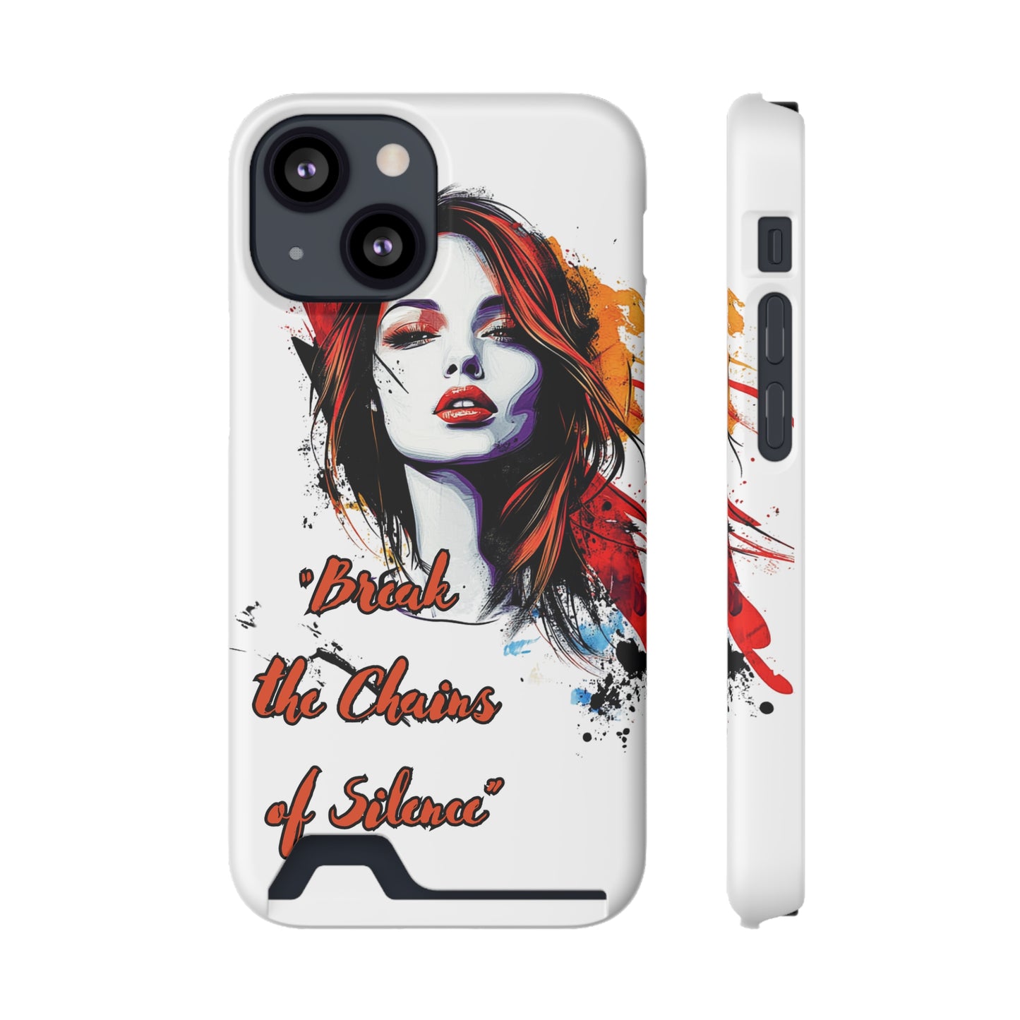 Artistic Phone Case With Card Holder for Empowerment | Break the Chains of Silence, Trendy Gift for Friends, Unique Phone Accessories, [...]