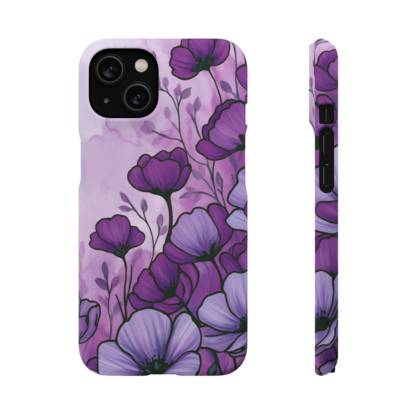 Purple Floral Phone Case – Violet Watercolor Poppy Snap Case