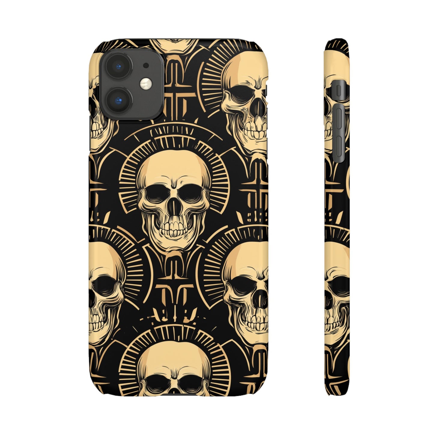 Skull Print Snap Case, Edgy Phone Cover for Goth Lovers, Protective Shell for Halloween, Unique Gift for Him or Her