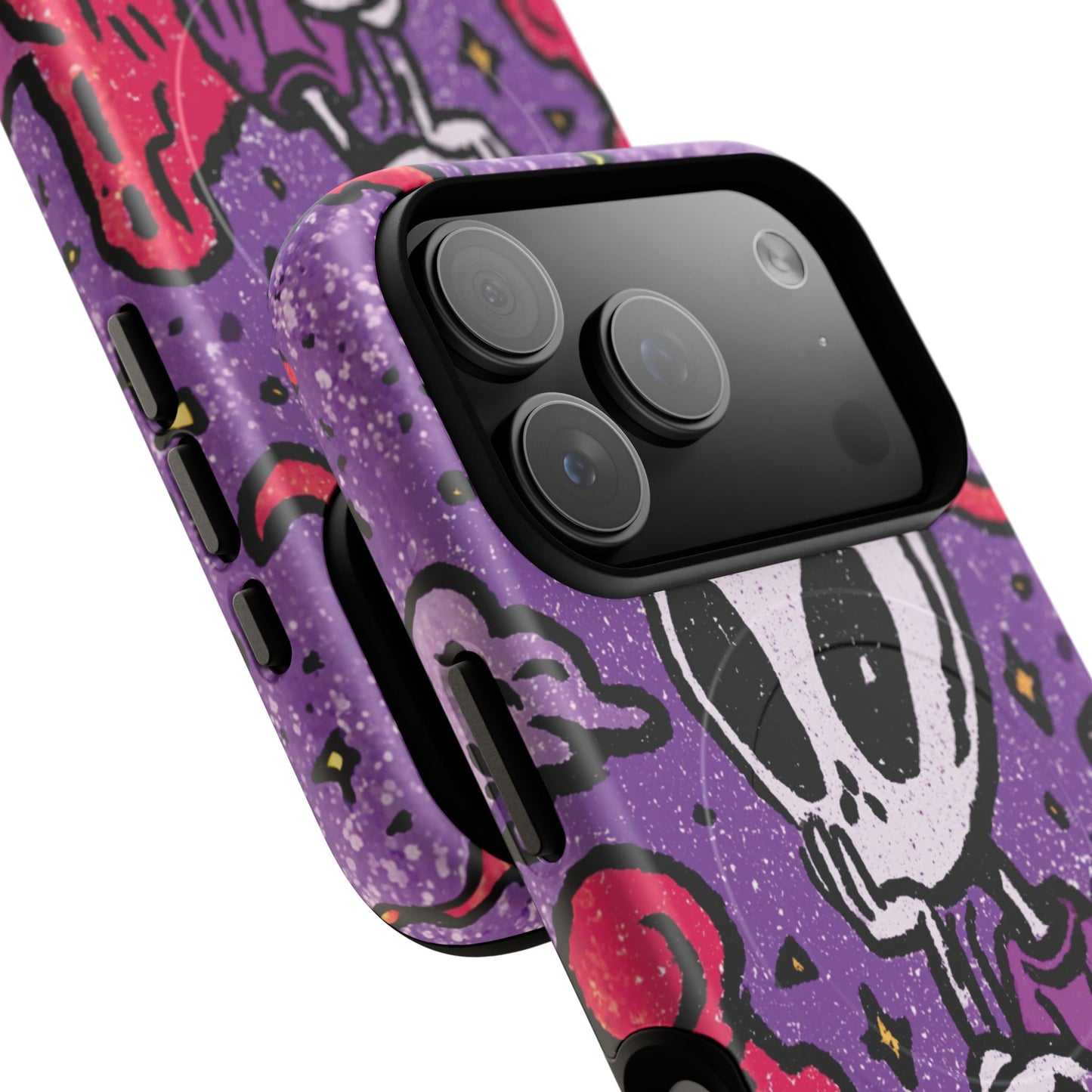 Alien Mushroom Phone Case — Cute Skeletal Space Illustration Tough Magnetic Case
