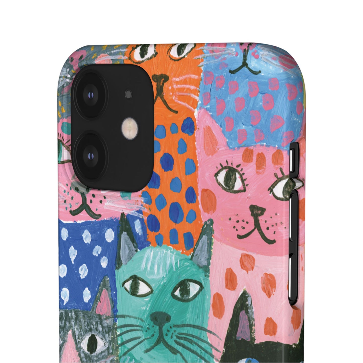 Colorful Cat Pattern Phone Case – Cute Multicolor Kitty Snap Case