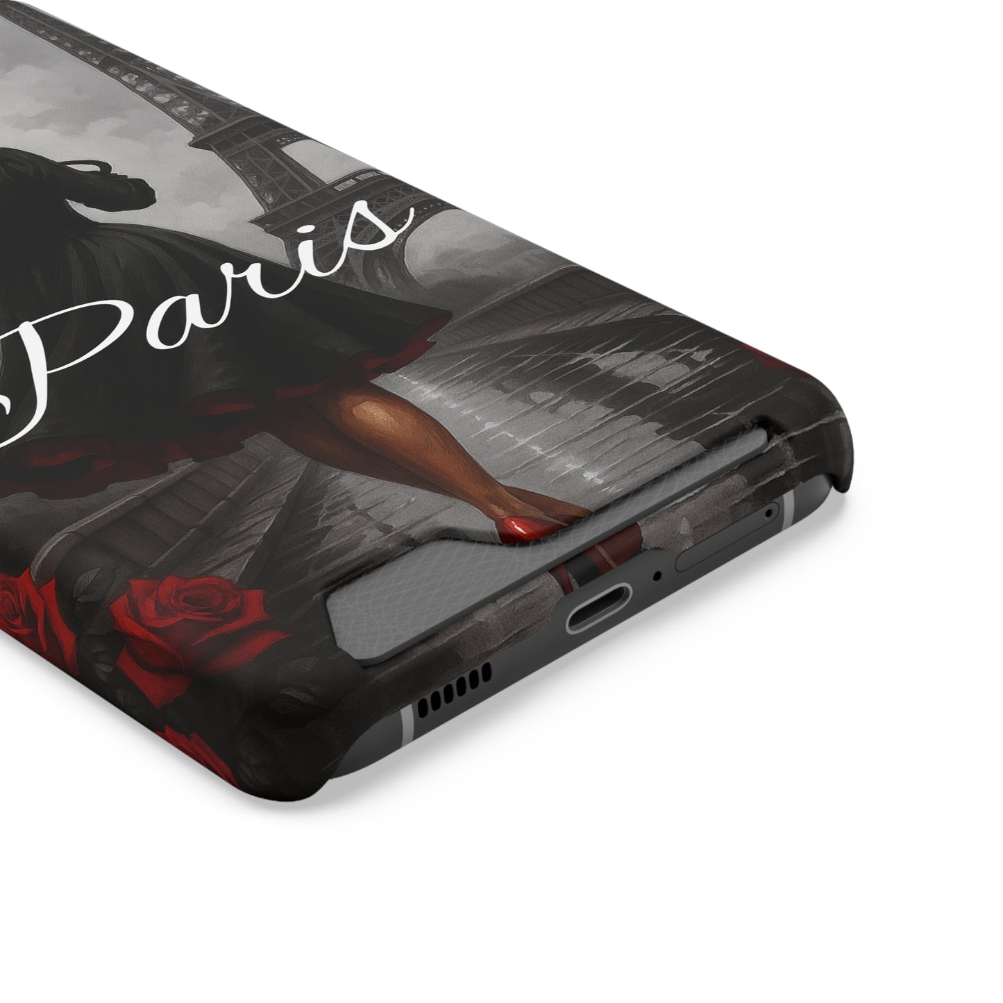 Elegant Parisian Phone Case with Card Holder, Stylish Gift for Travelers, Chic Accessory, Paris-themed, Practical Tech Holder