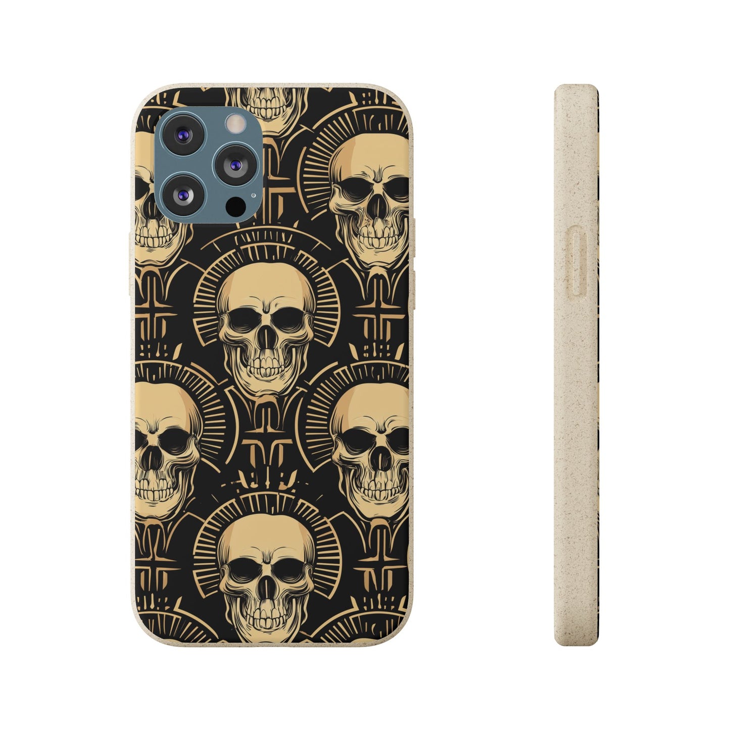 Skull Biodegradable Phone Case, Eco-Friendly iPhone Cover, Sustainable Gift, Cool Skull Design, Skull Art Accessories, Halloween Decor