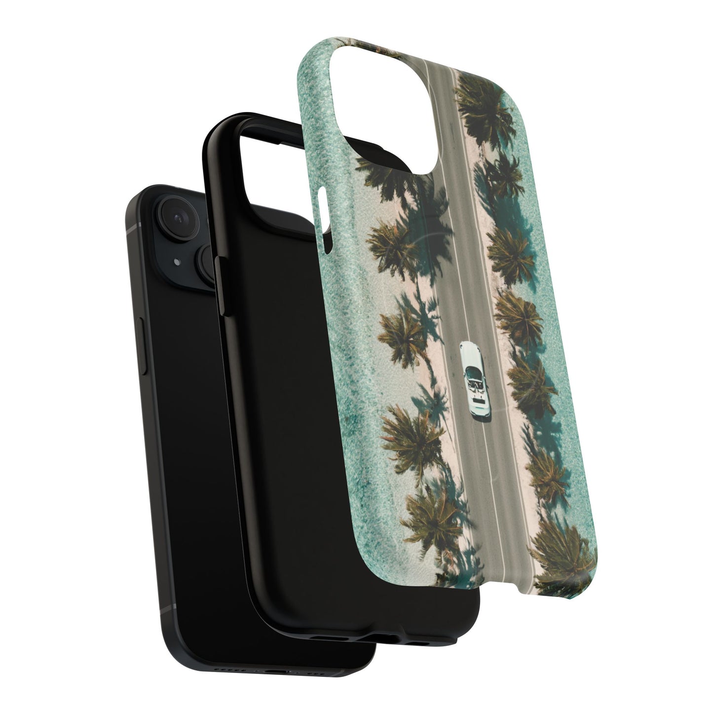 Palm Road Tough Magnetic Phone Case — Coastal Aerial Car Design