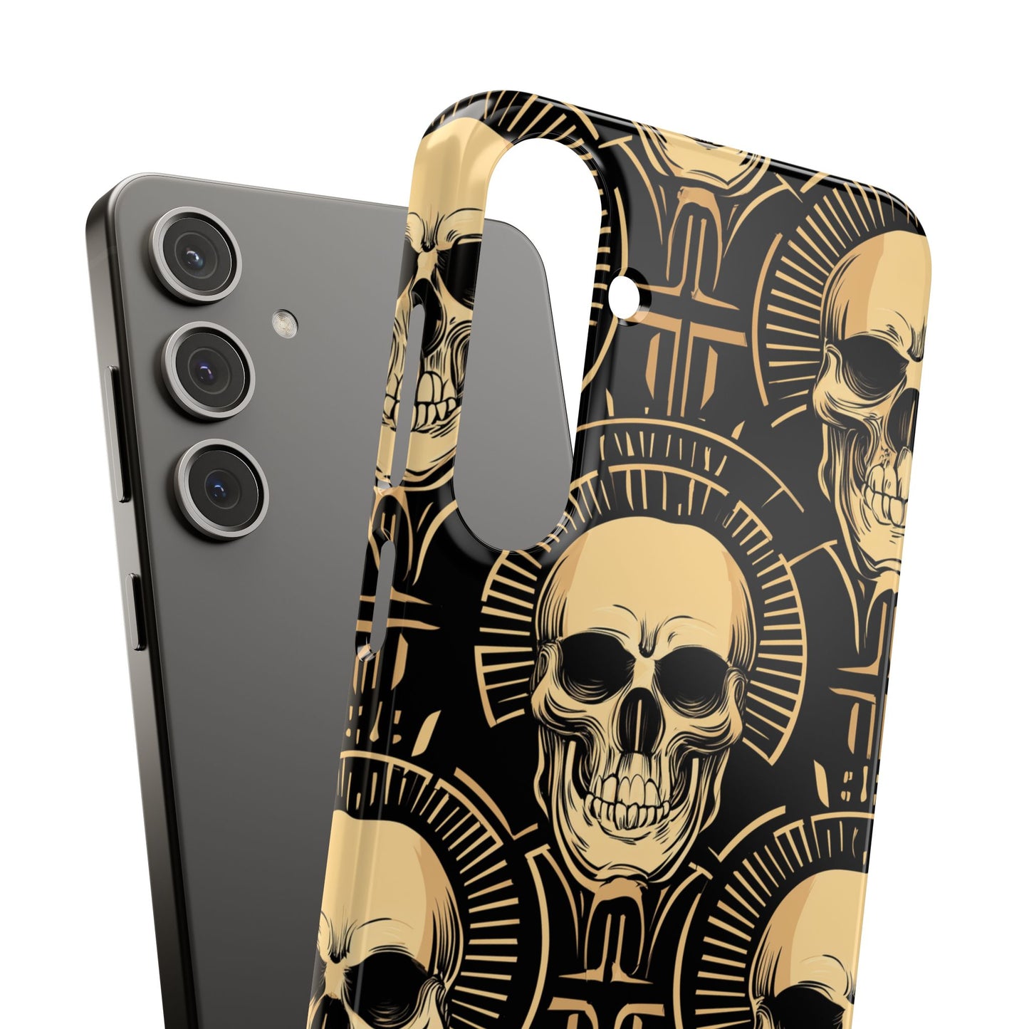 Skull Print Snap Case, Edgy Phone Cover for Goth Lovers, Protective Shell for Halloween, Unique Gift for Him or Her
