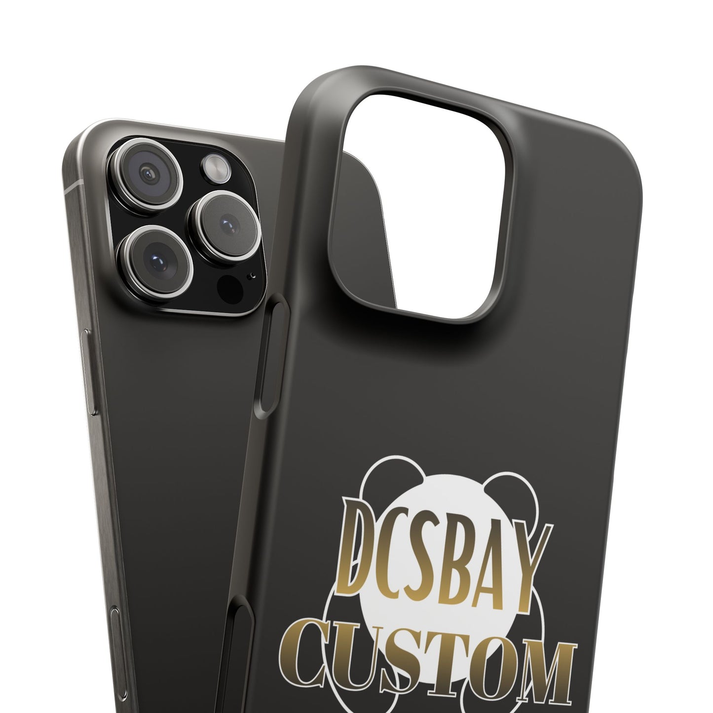 Phone Case — Glossy Black Custom "DCSBAY CUSTOM" Logo Snap Case