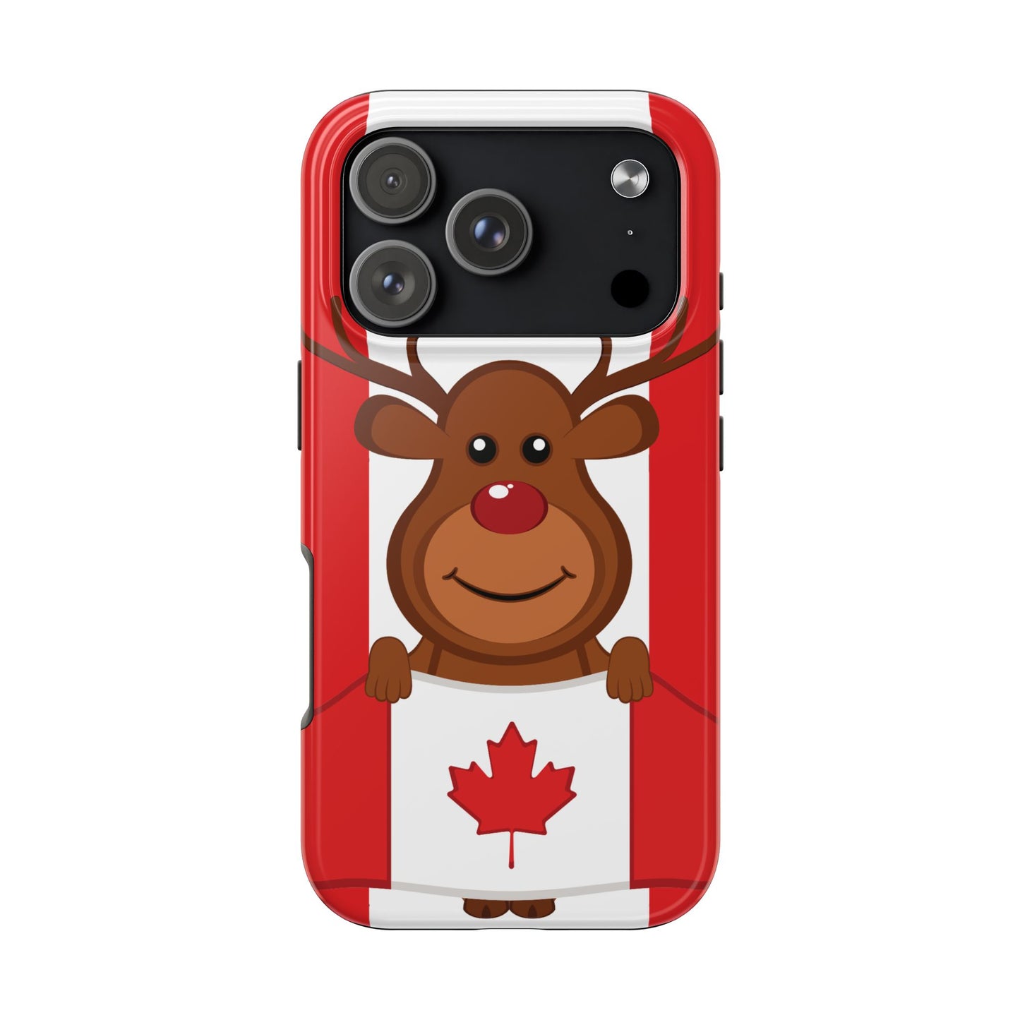 Canadian Reindeer Tough Phone Case – Cute Maple Leaf Canada Holiday Phone Cover