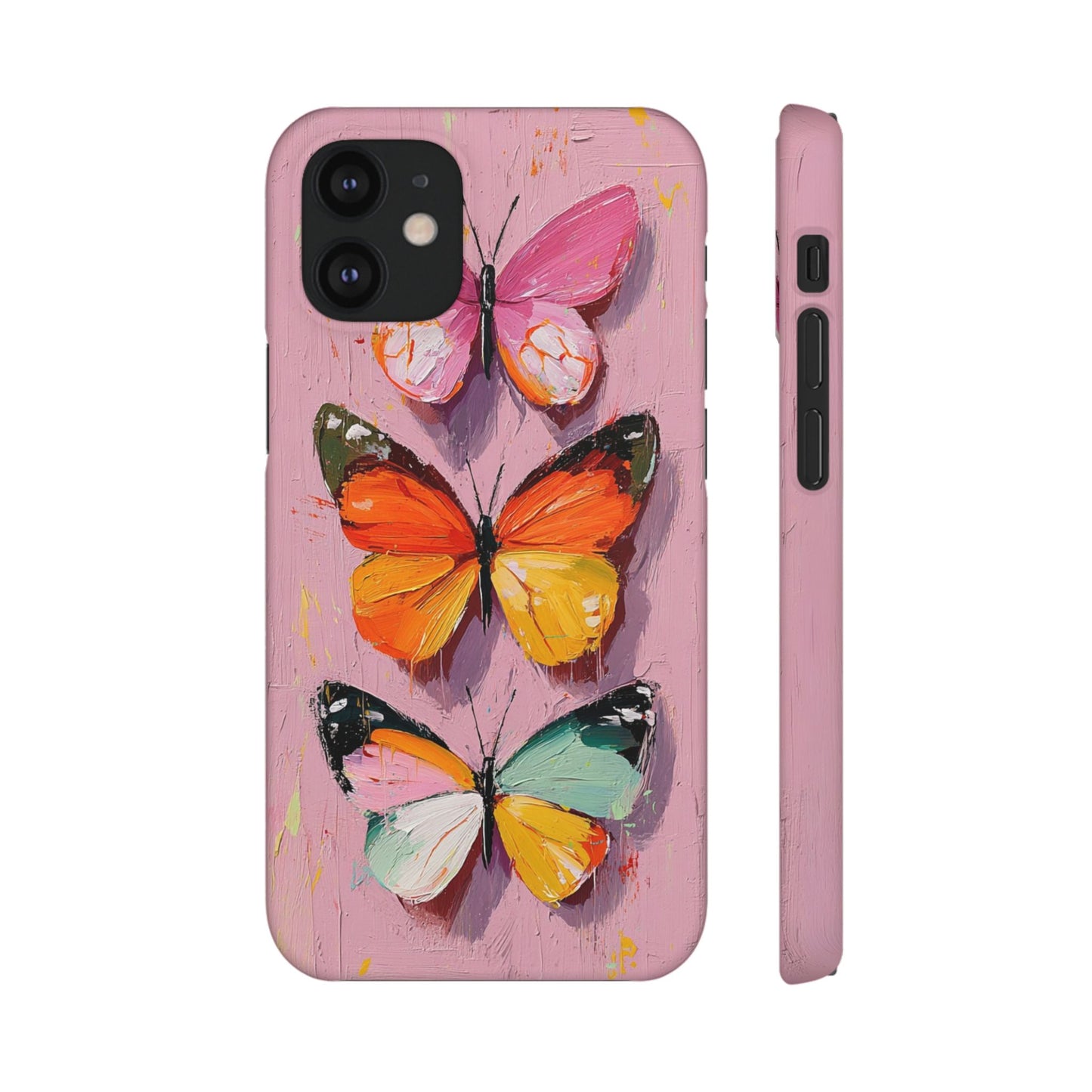 Pink Butterfly Snap Case Cover For iPhone and Samsung