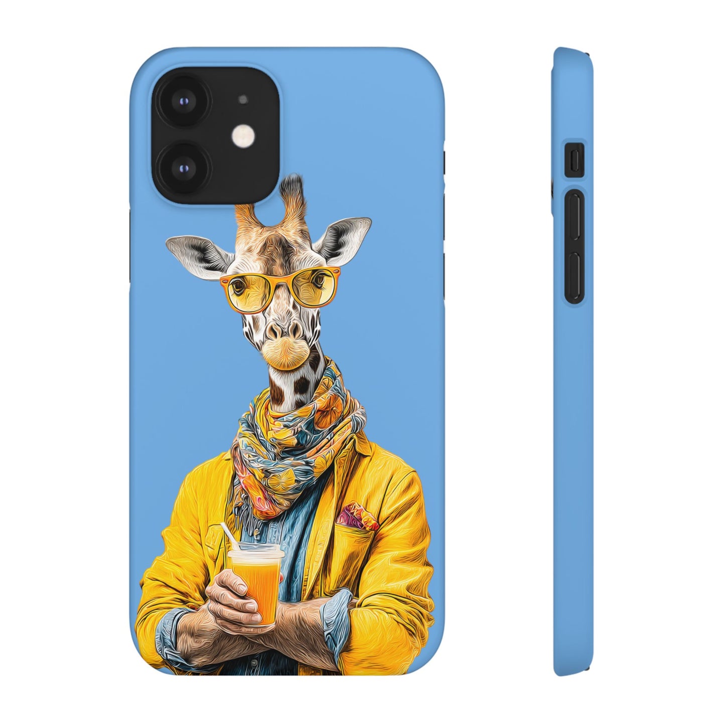 Giraffe Blue Snap Case Phone Cover for Animal Lover Iphone and Samsung models