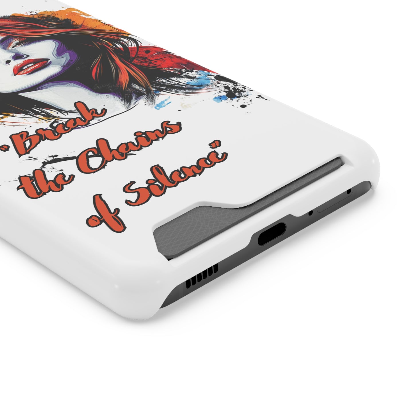 Artistic Phone Case With Card Holder for Empowerment | Break the Chains of Silence, Trendy Gift for Friends, Unique Phone Accessories, [...]
