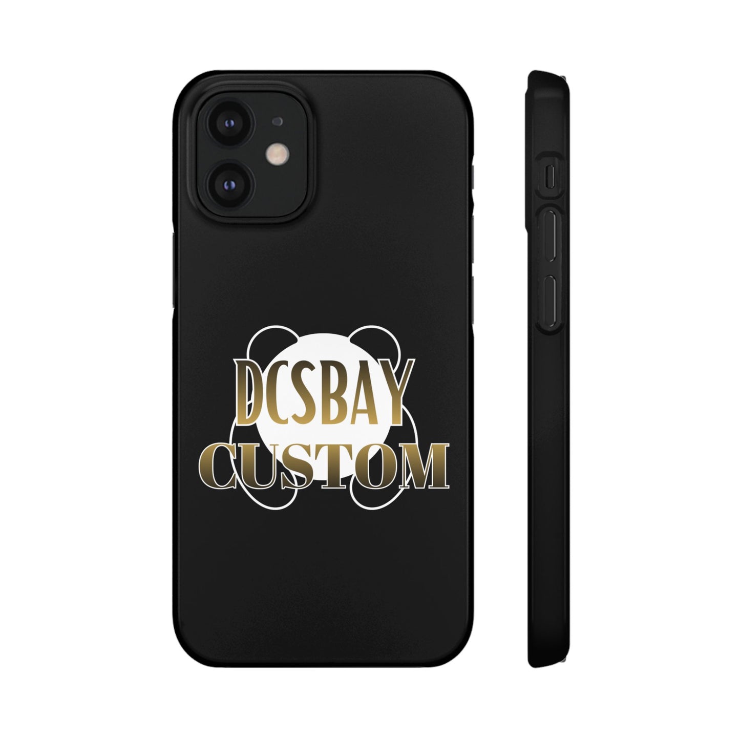 Phone Case — Glossy Black Custom "DCSBAY CUSTOM" Logo Snap Case