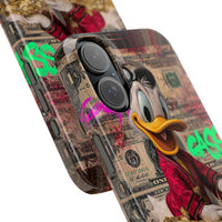 Slim lightweight snap phone case with vibrant playful cartoon character graphic art design on polycarbonate shell