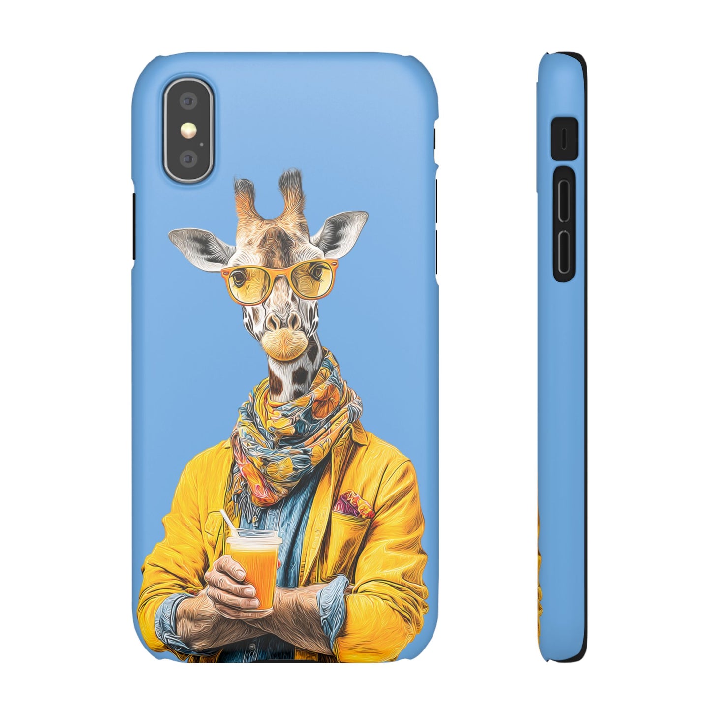 Giraffe Blue Snap Case Phone Cover for Animal Lover Iphone and Samsung models