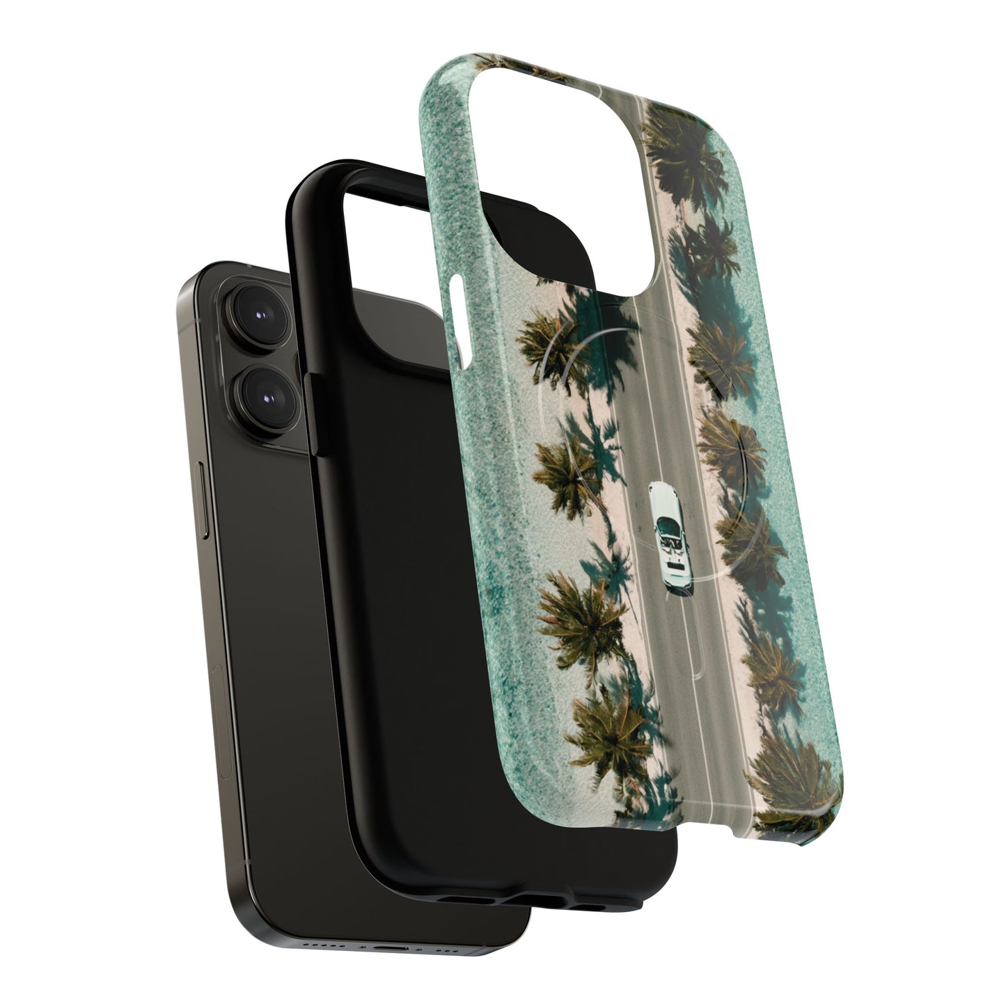 Palm Road Tough Magnetic Phone Case — Coastal Aerial Car Design