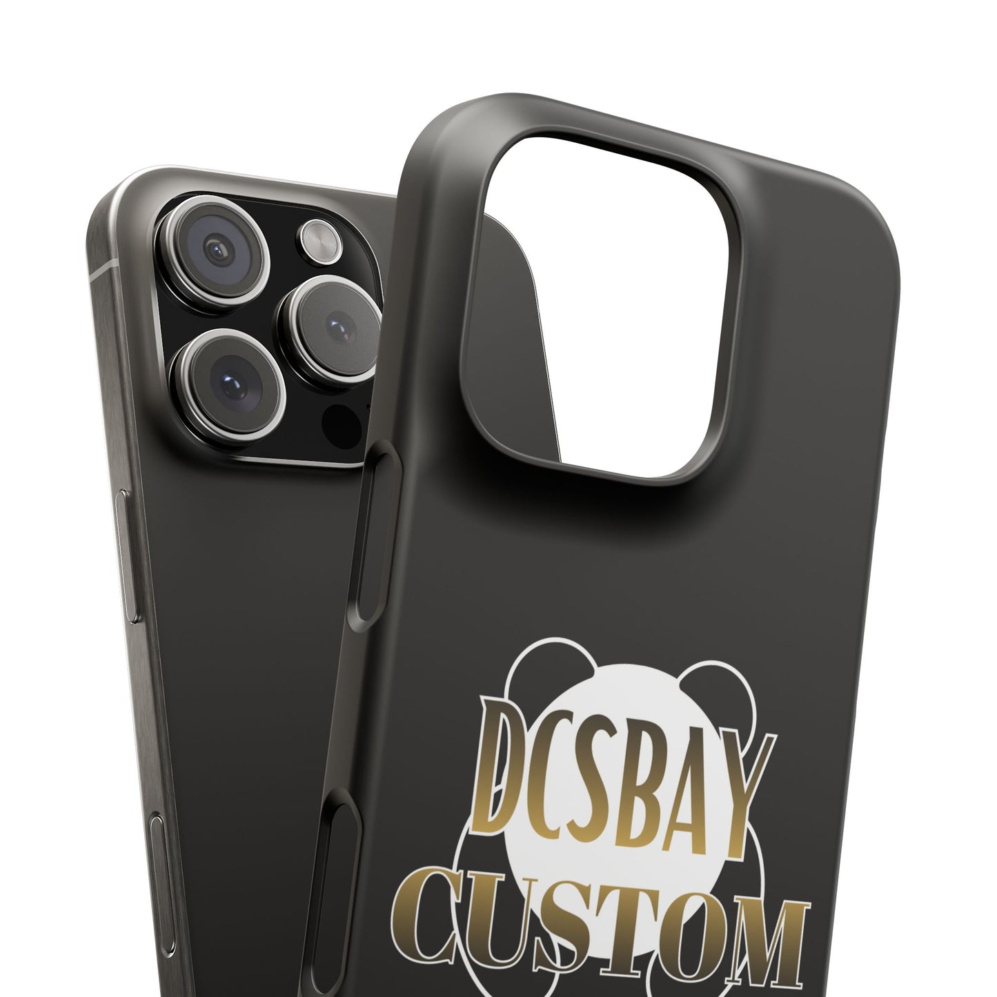 Phone Case — Glossy Black Custom "DCSBAY CUSTOM" Logo Snap Case