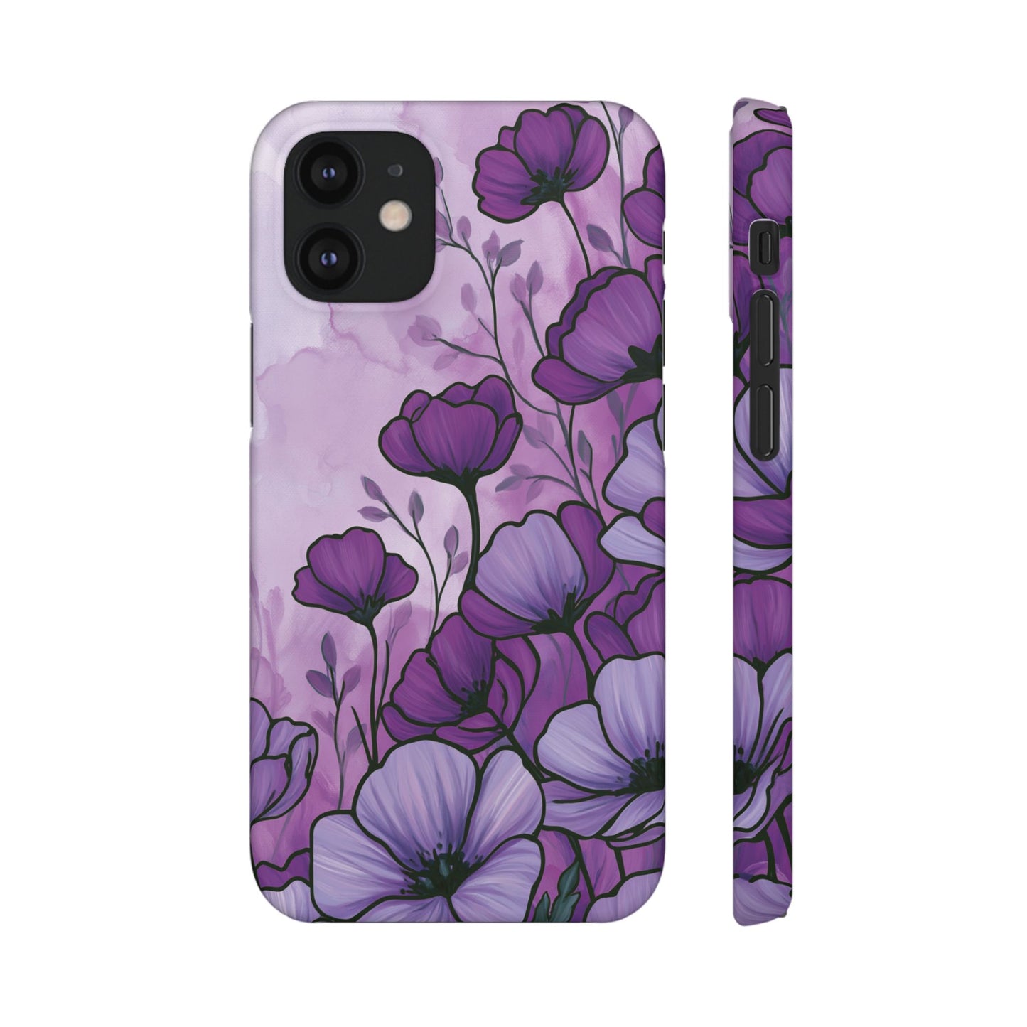 Purple Floral Phone Case – Violet Watercolor Poppy Snap Case