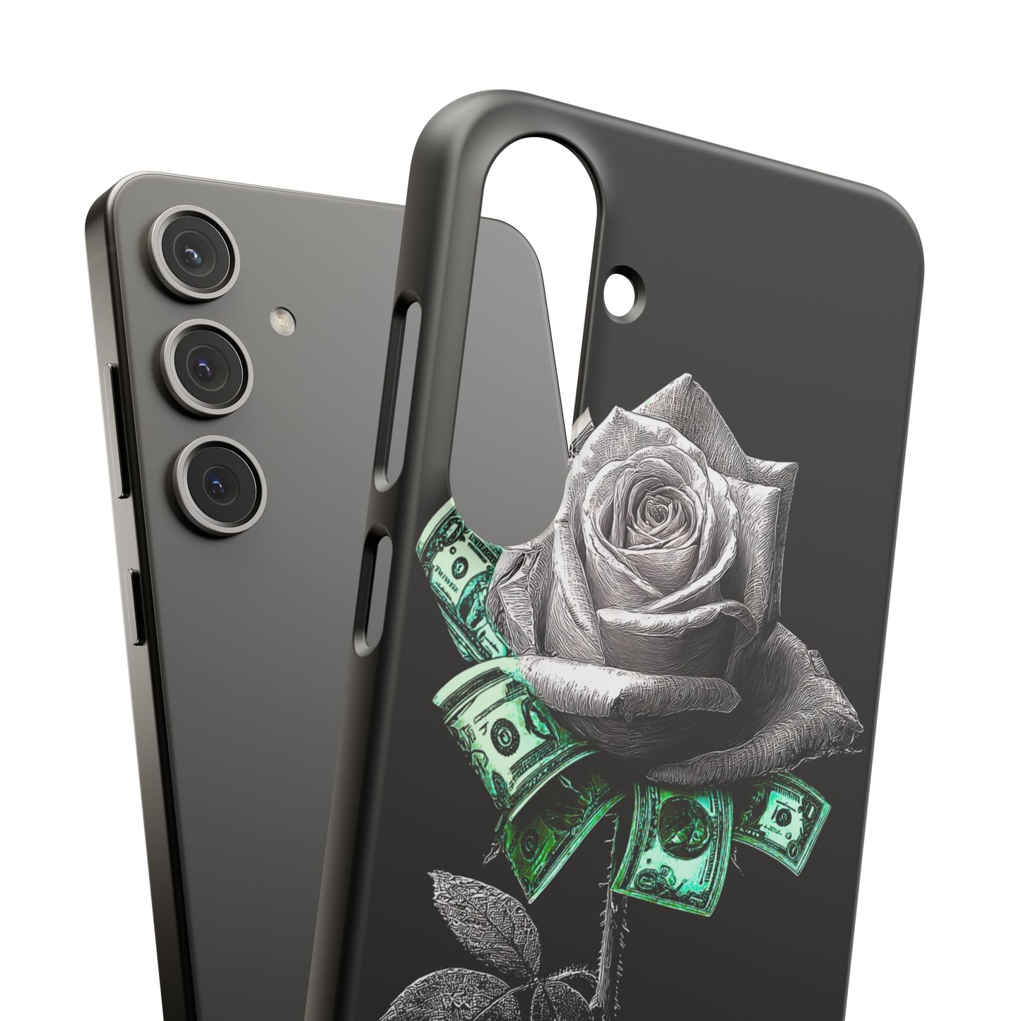 Stylish Rose & Money Snap Case - Floral Phone Protection, Trendy Gift for Him/Her, Birthday Present, Accessories for Teens