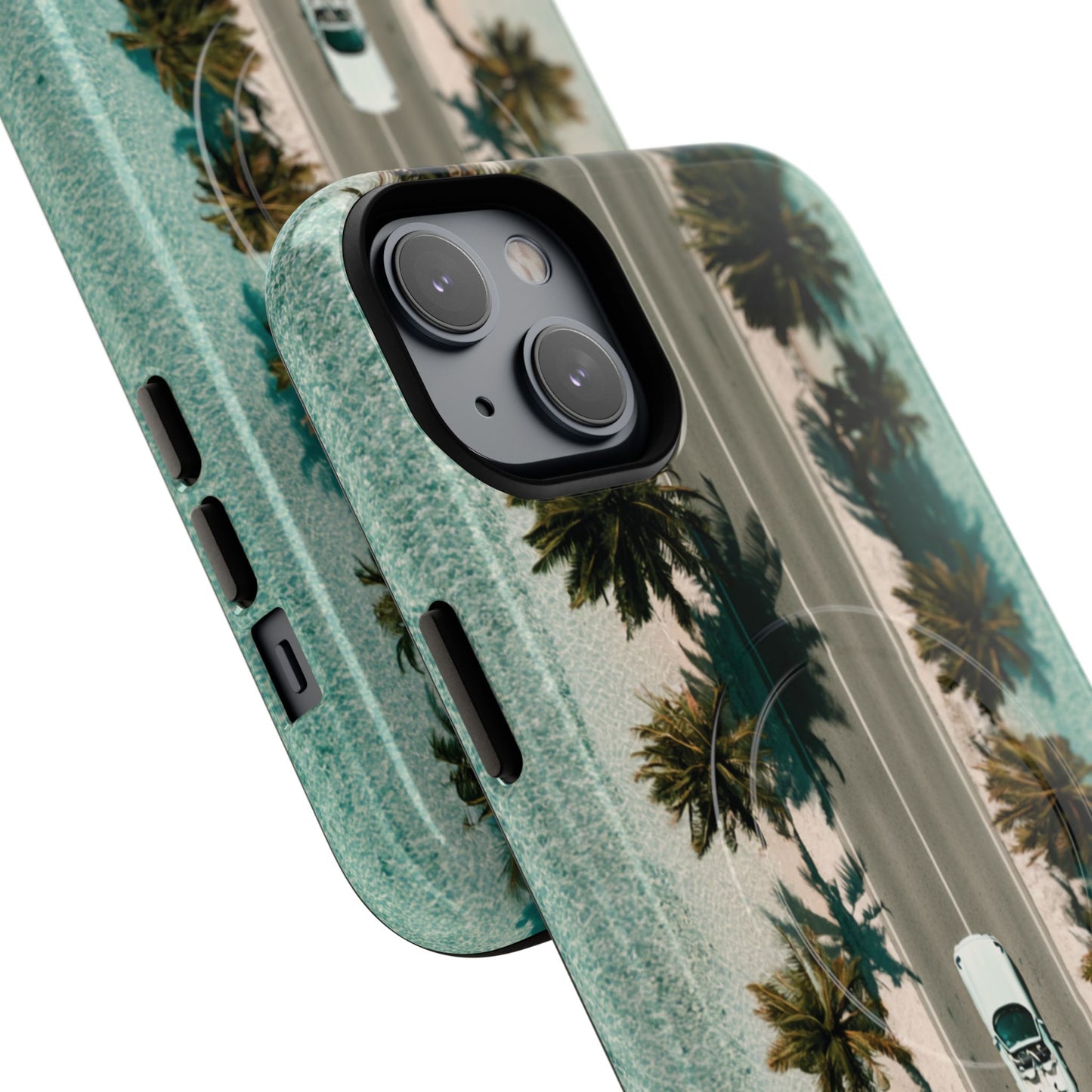 Palm Road Tough Magnetic Phone Case — Coastal Aerial Car Design