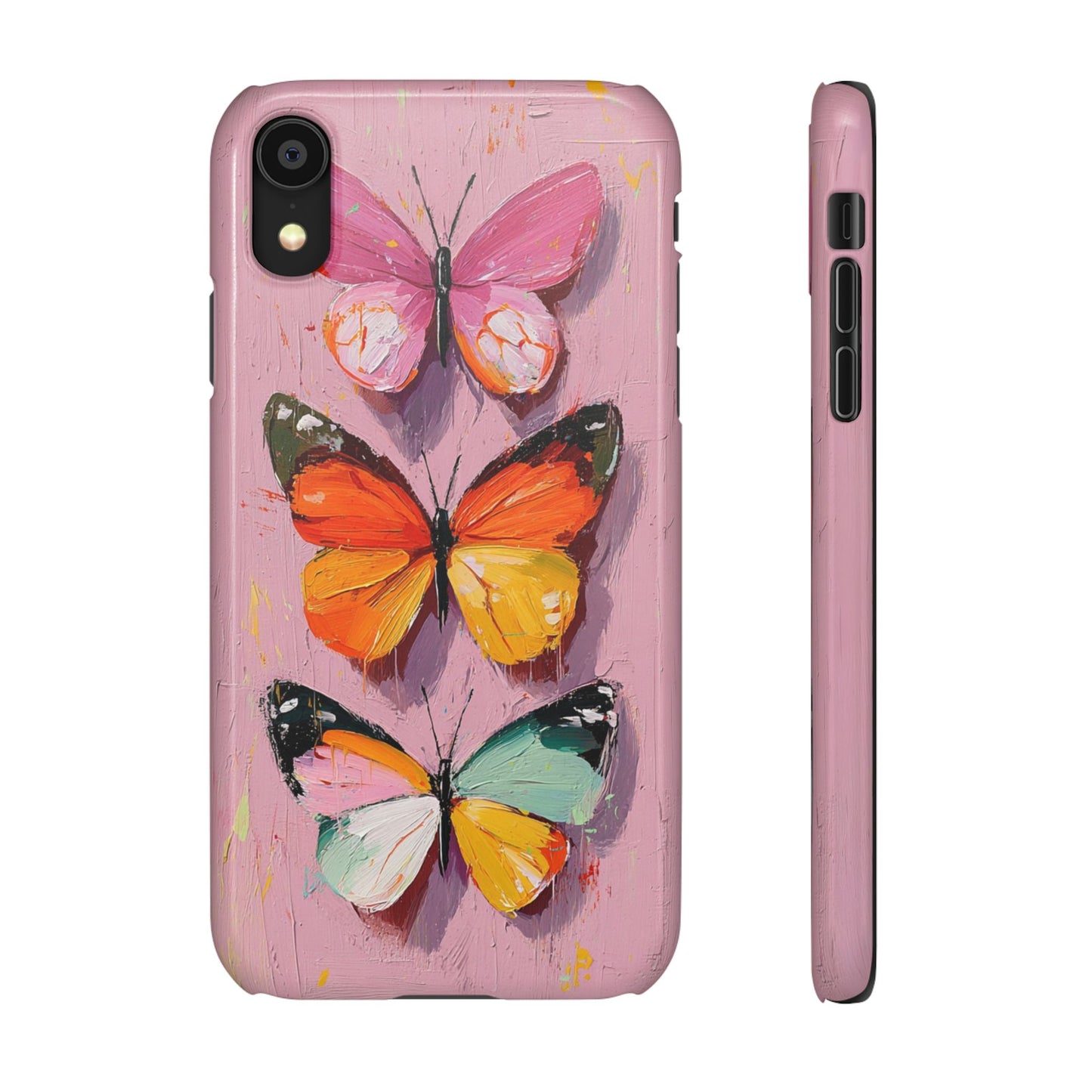 Pink Butterfly Snap Case Cover For iPhone and Samsung