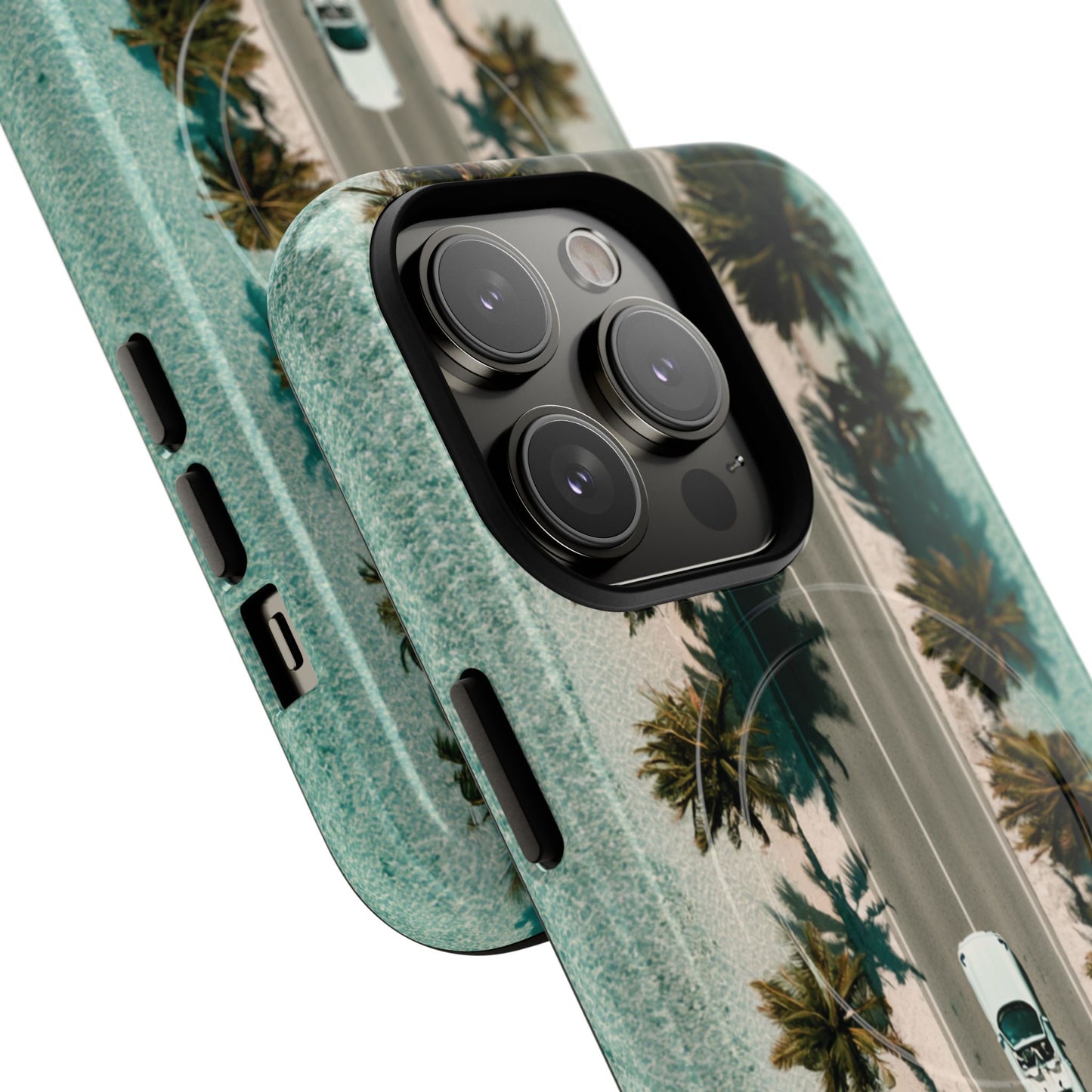 Palm Road Tough Magnetic Phone Case — Coastal Aerial Car Design